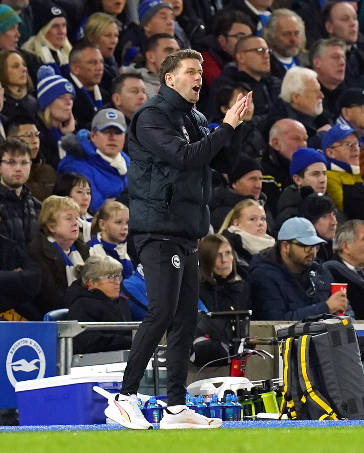 Fabian Hurzeler was a vocal presence on the touchline (Gareth Fuller/PA)