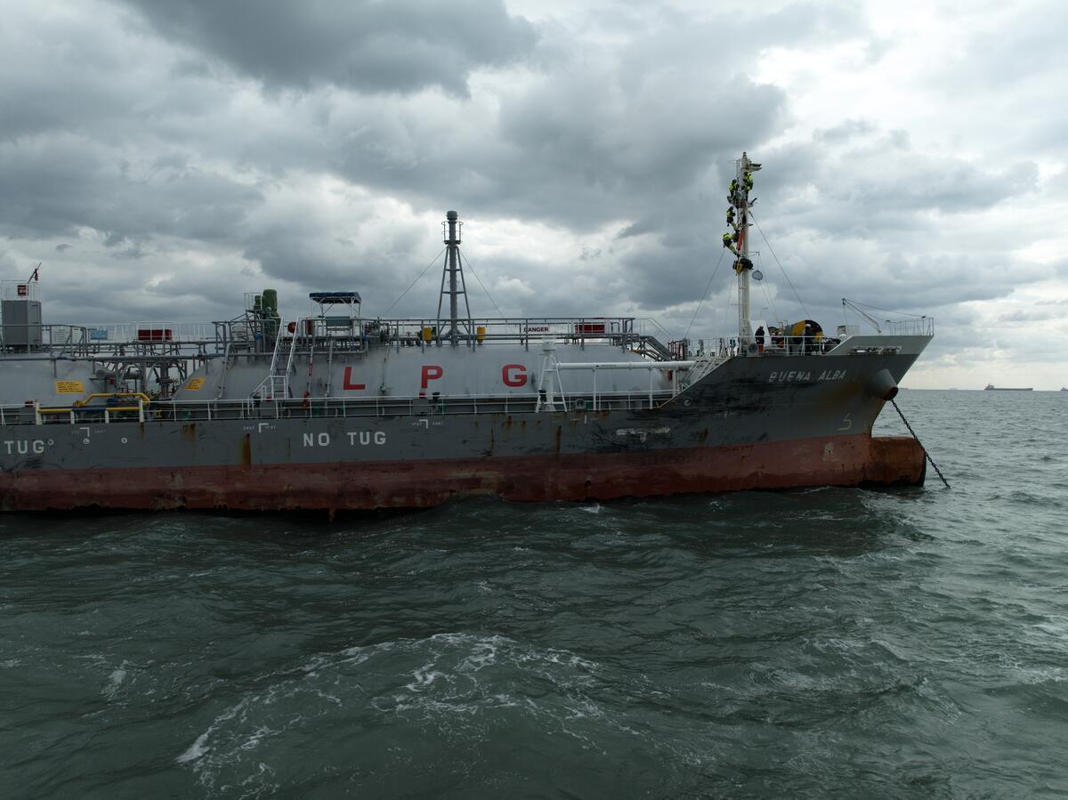 Greenpeace International activists board a tanker in South Korea carrying petrochemicals destined for plastic production.