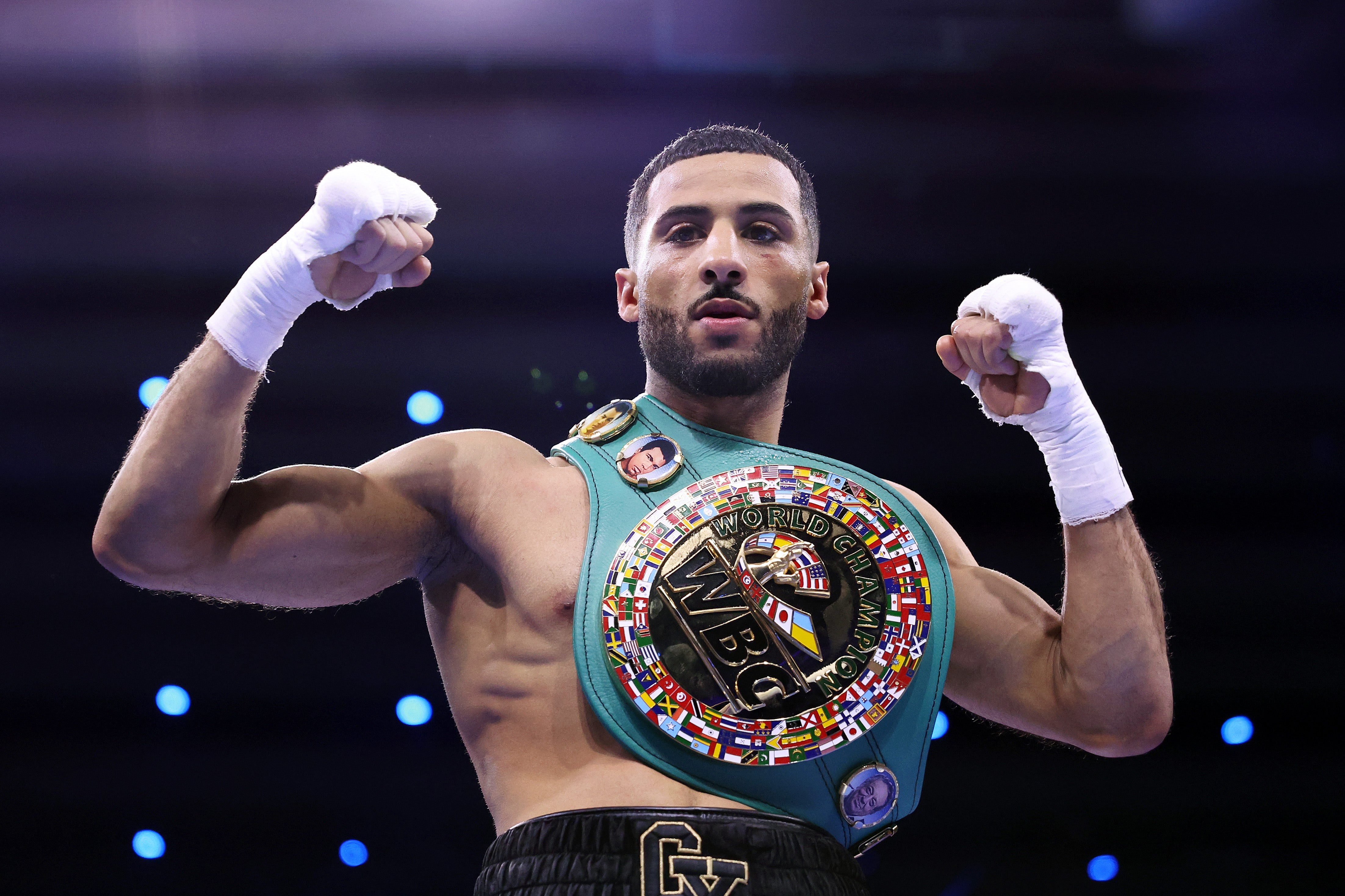 Galal Yafai poses for a photo with the WBC interim flyweight world title belt