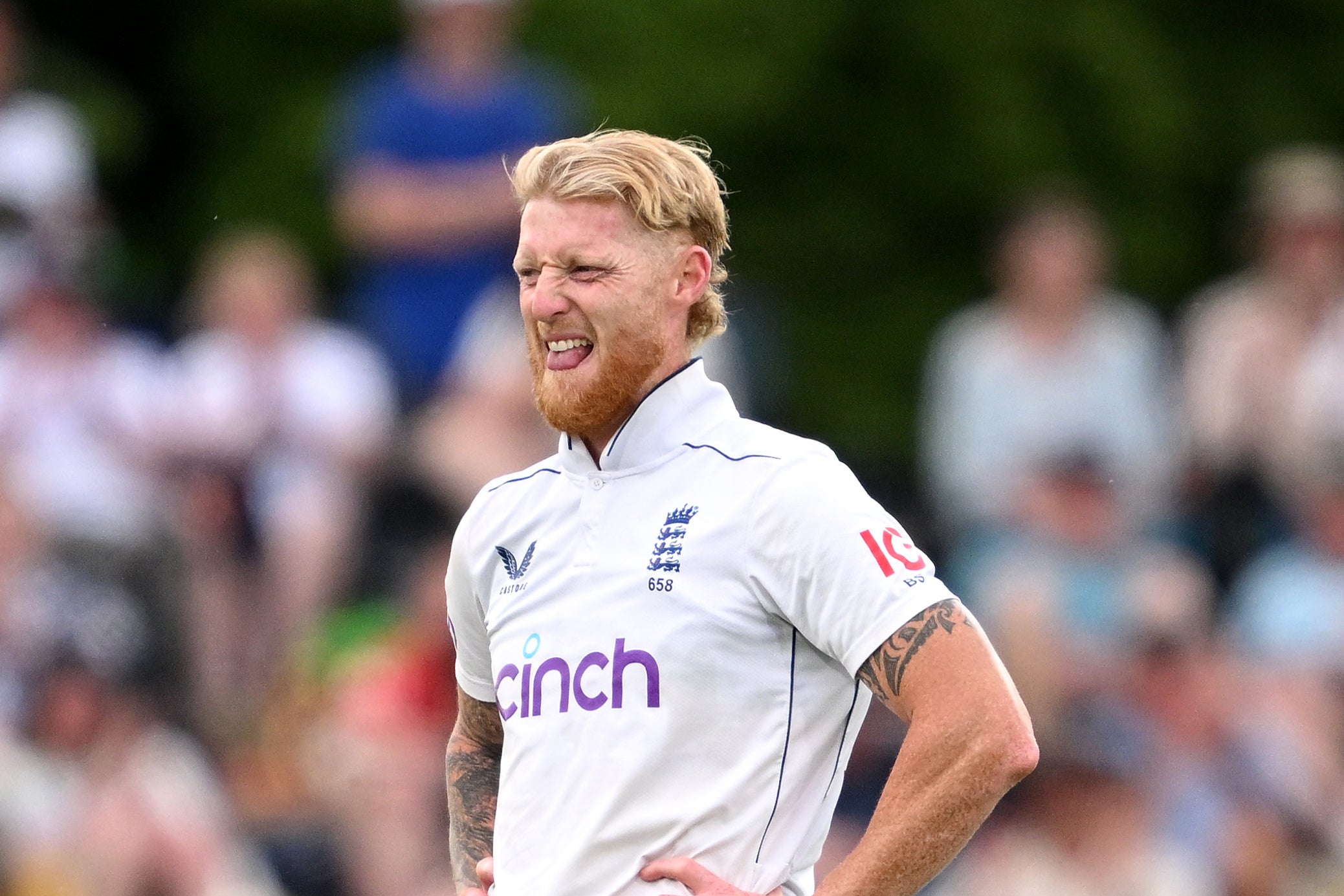 Ben Stokes of England reacts on day one against New Zealand