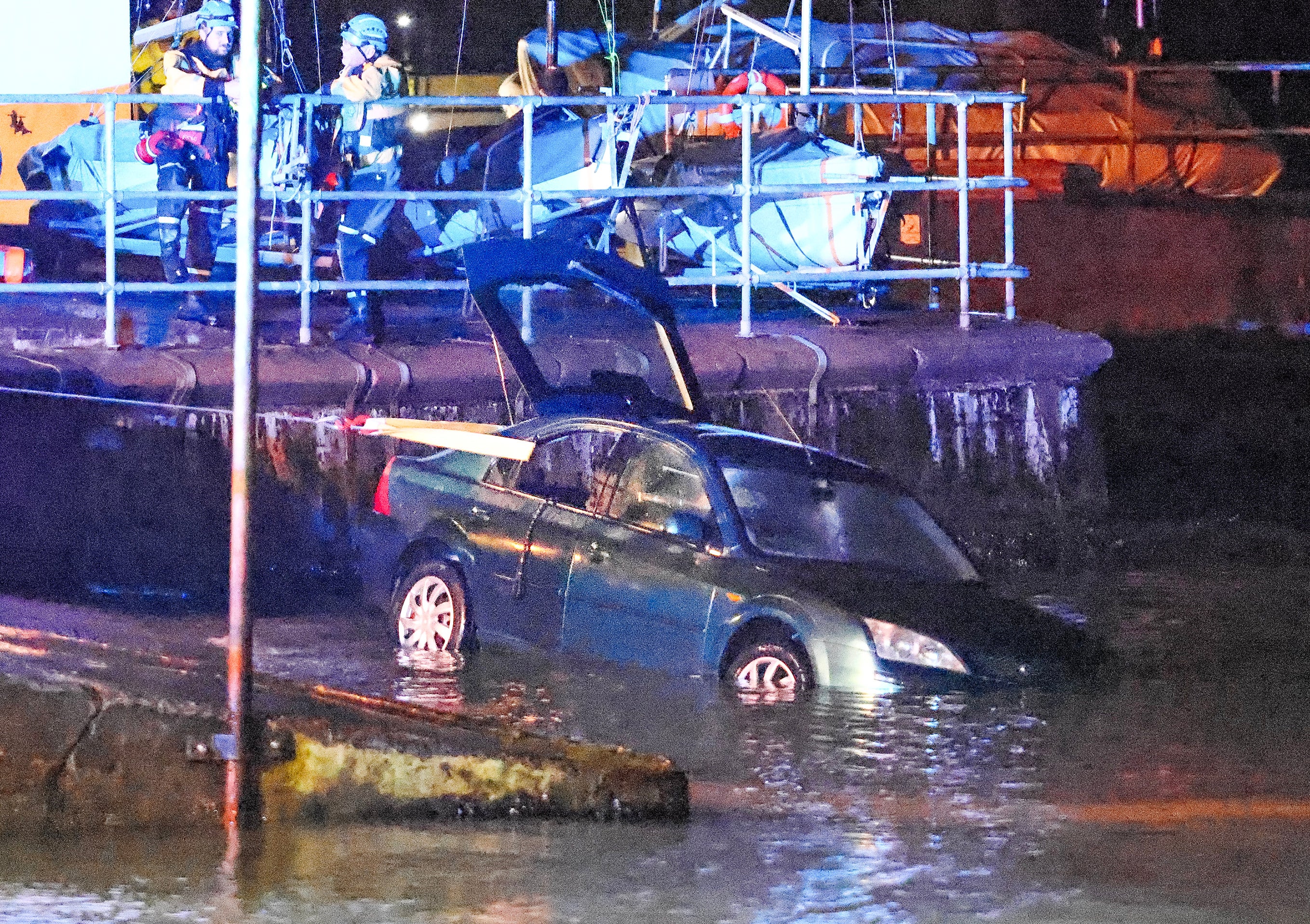 Rescue and recovery efforts following a man fatally driving into the water on the Isle of Wight on Saturday.