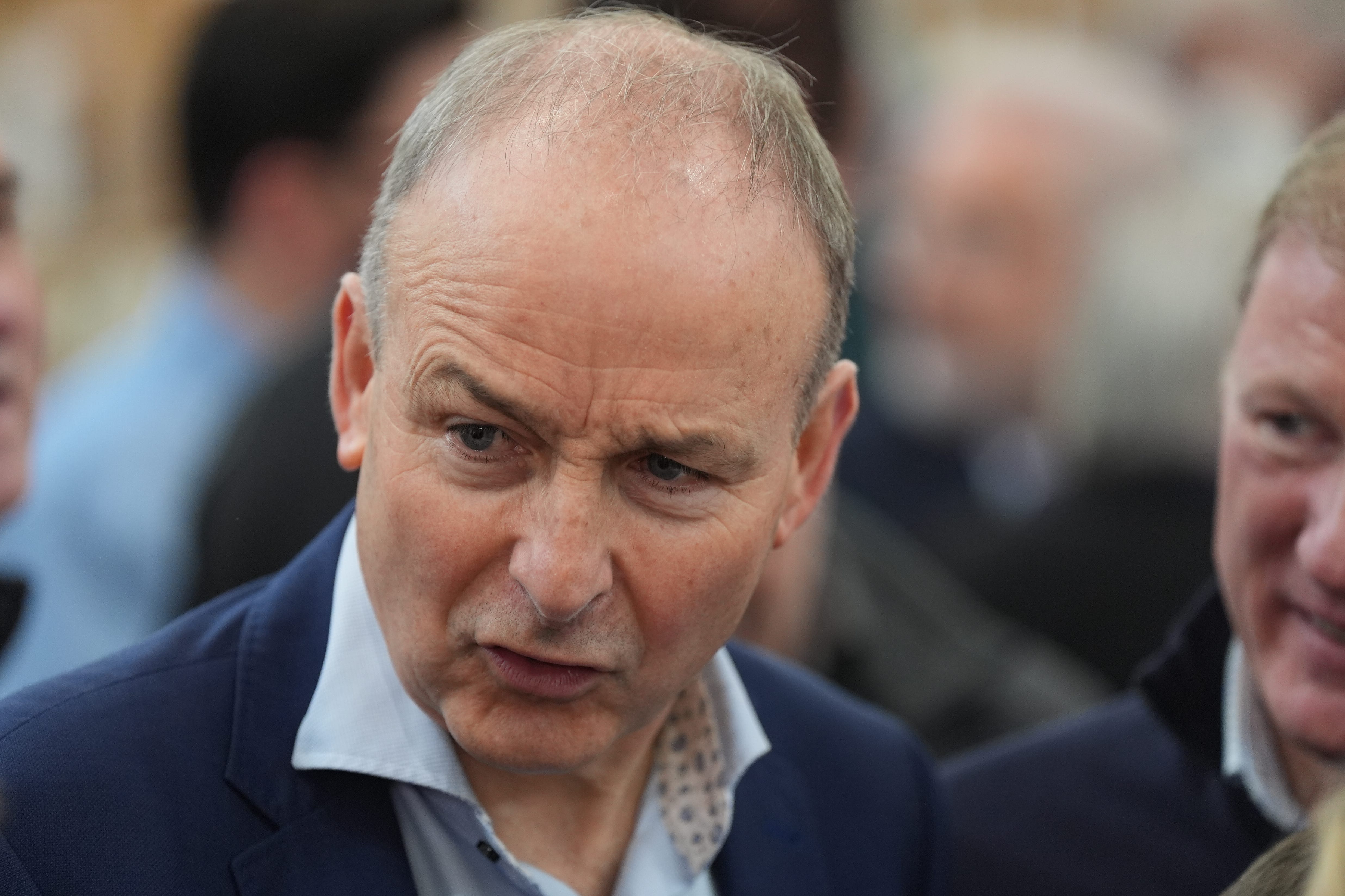 Fianna Fail leader Micheal Martin at the election count centre Nemo Rangers GAA Club in Cork, as the vote count continues in the Irish General Election (PA)