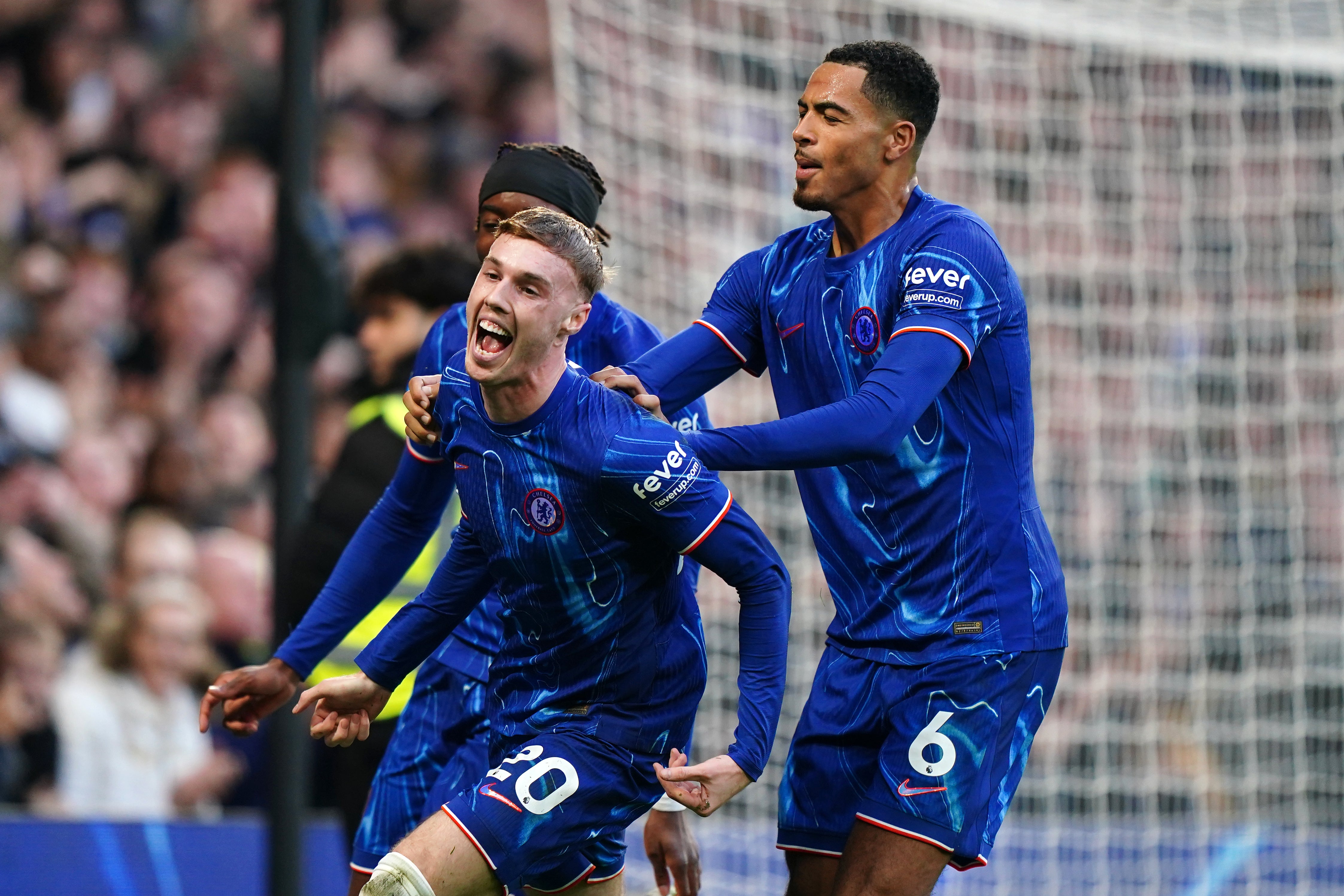 Cole Palmer (centre) wrapped up Chelsea’s win late on (Zac Goodwin/PA)