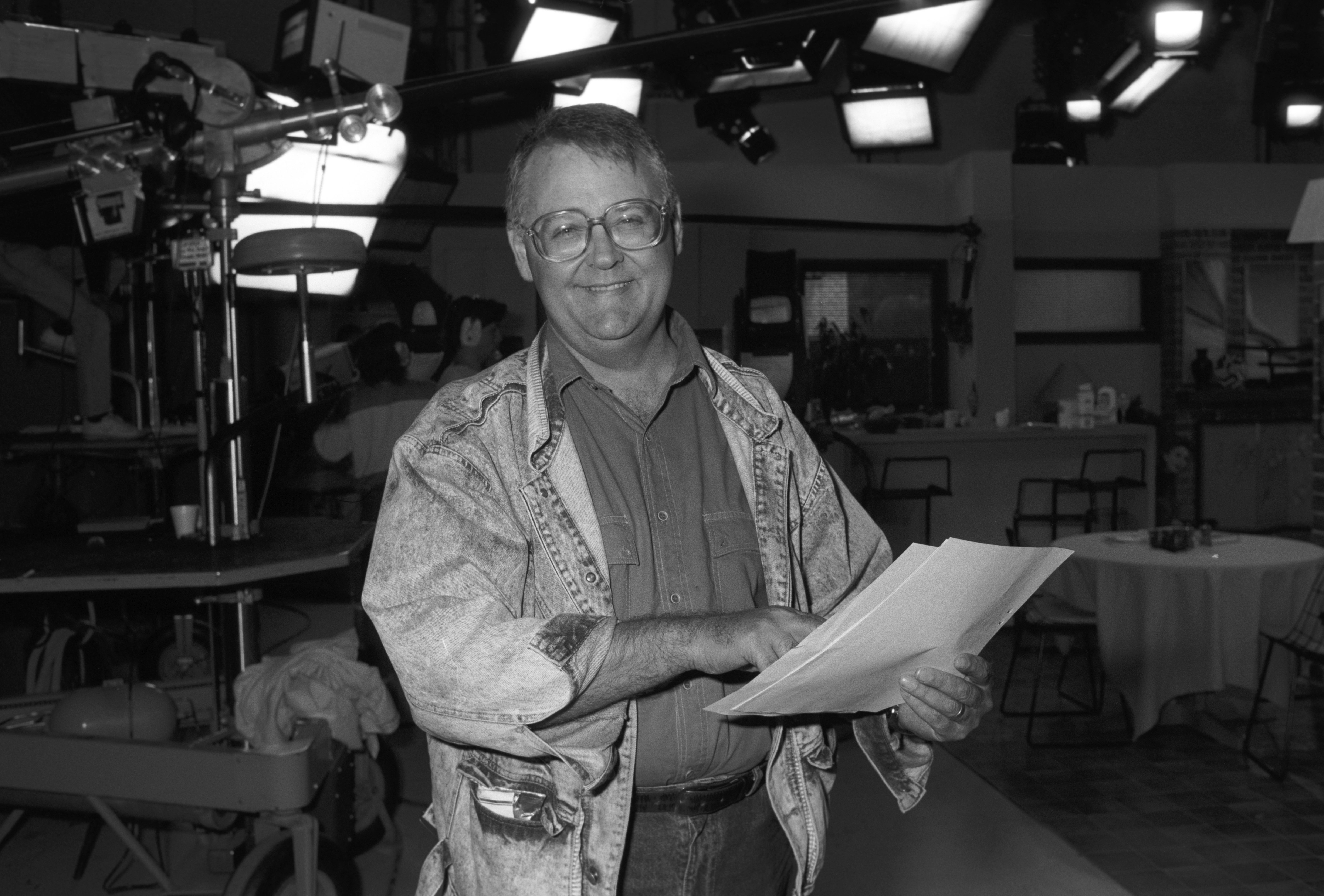 Ian Smith as Harold Bishop on the set of Neighbours in 1988