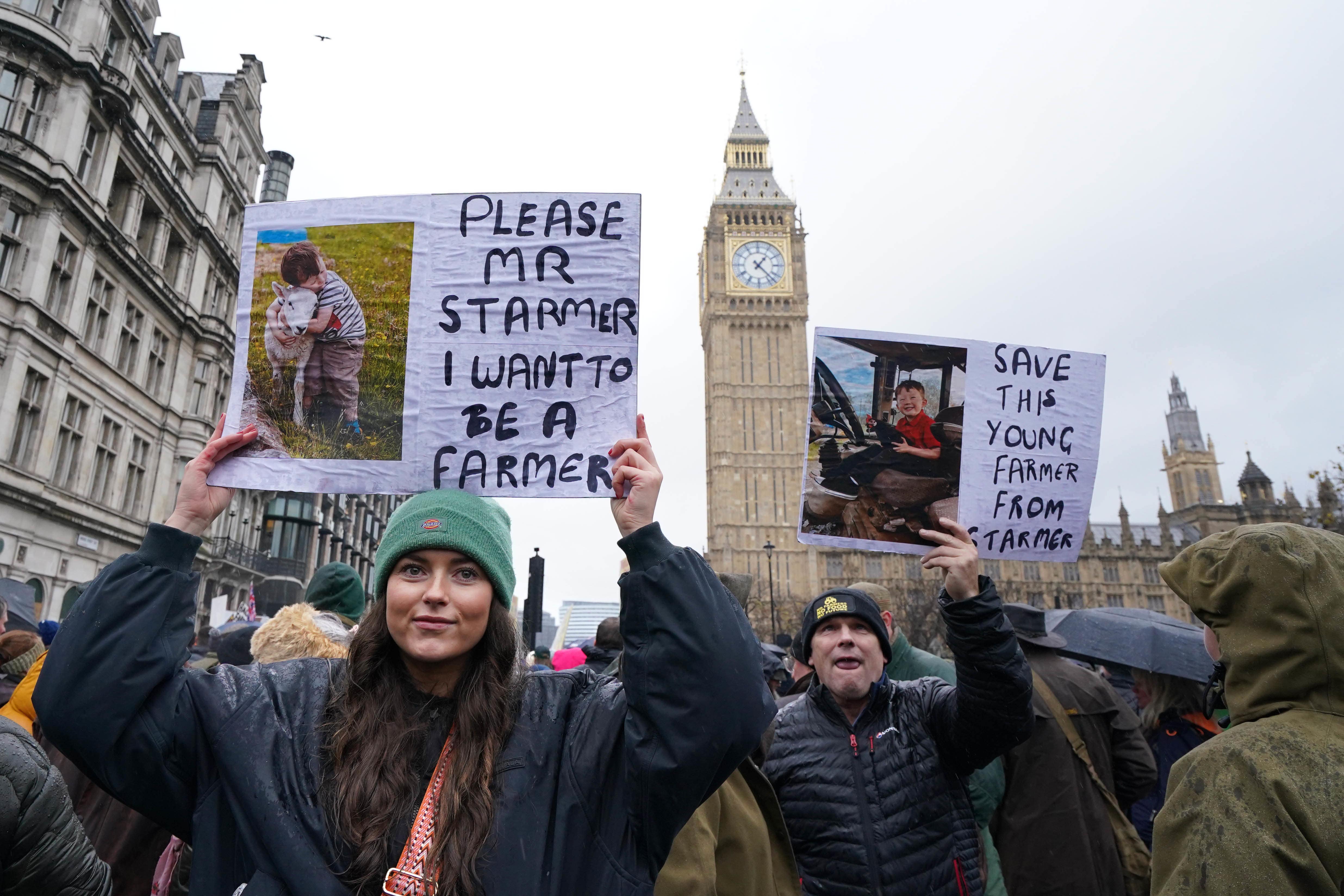 Sir Keir Starmer is called out by name as farmers protest in central London over the changes to inheritance tax (IHT) rules in the recent budget. (Gareth Fuller/PA)