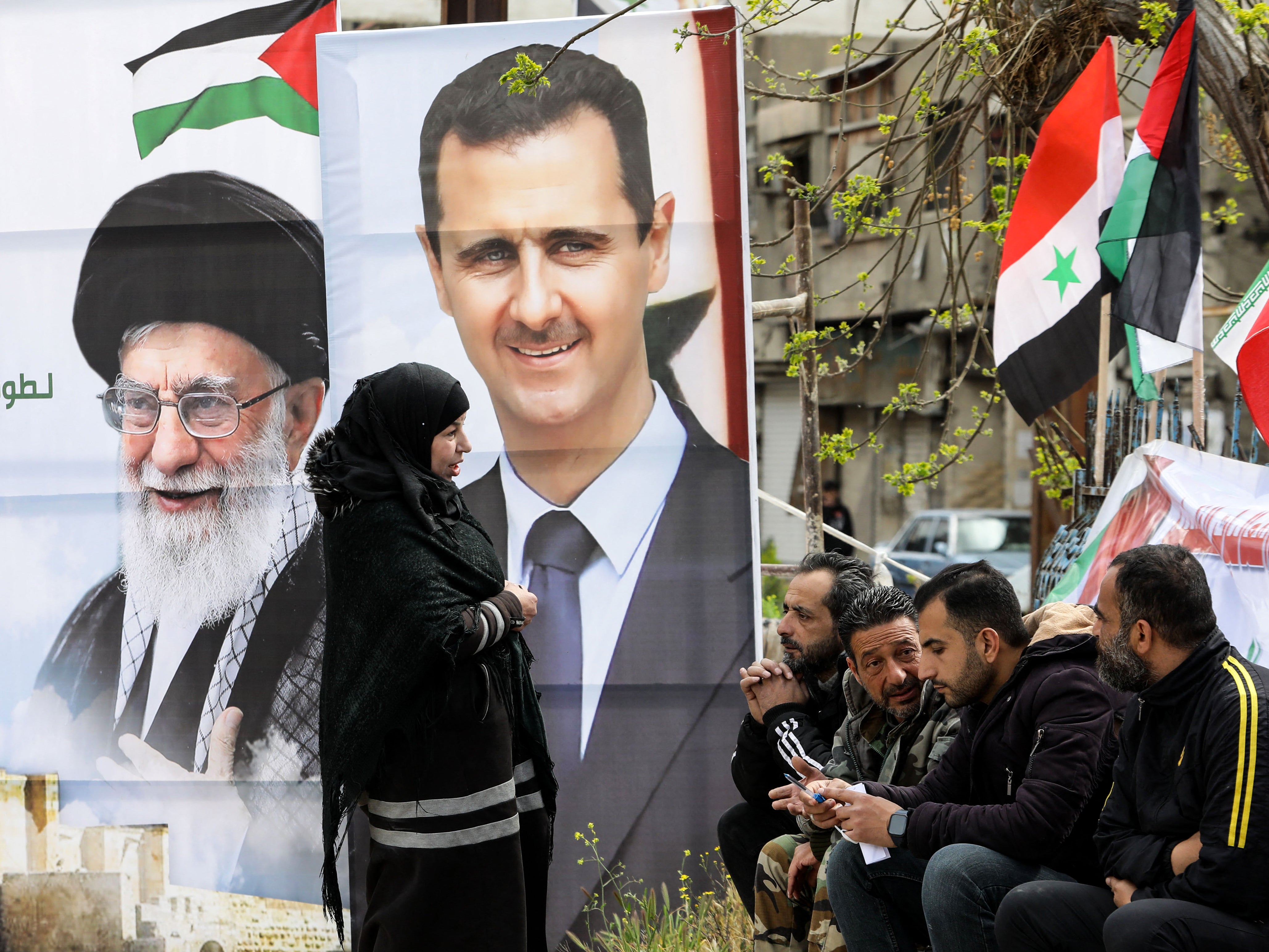 A portrait of Bashar al-Assad at a Palestinian camp south of Damascus