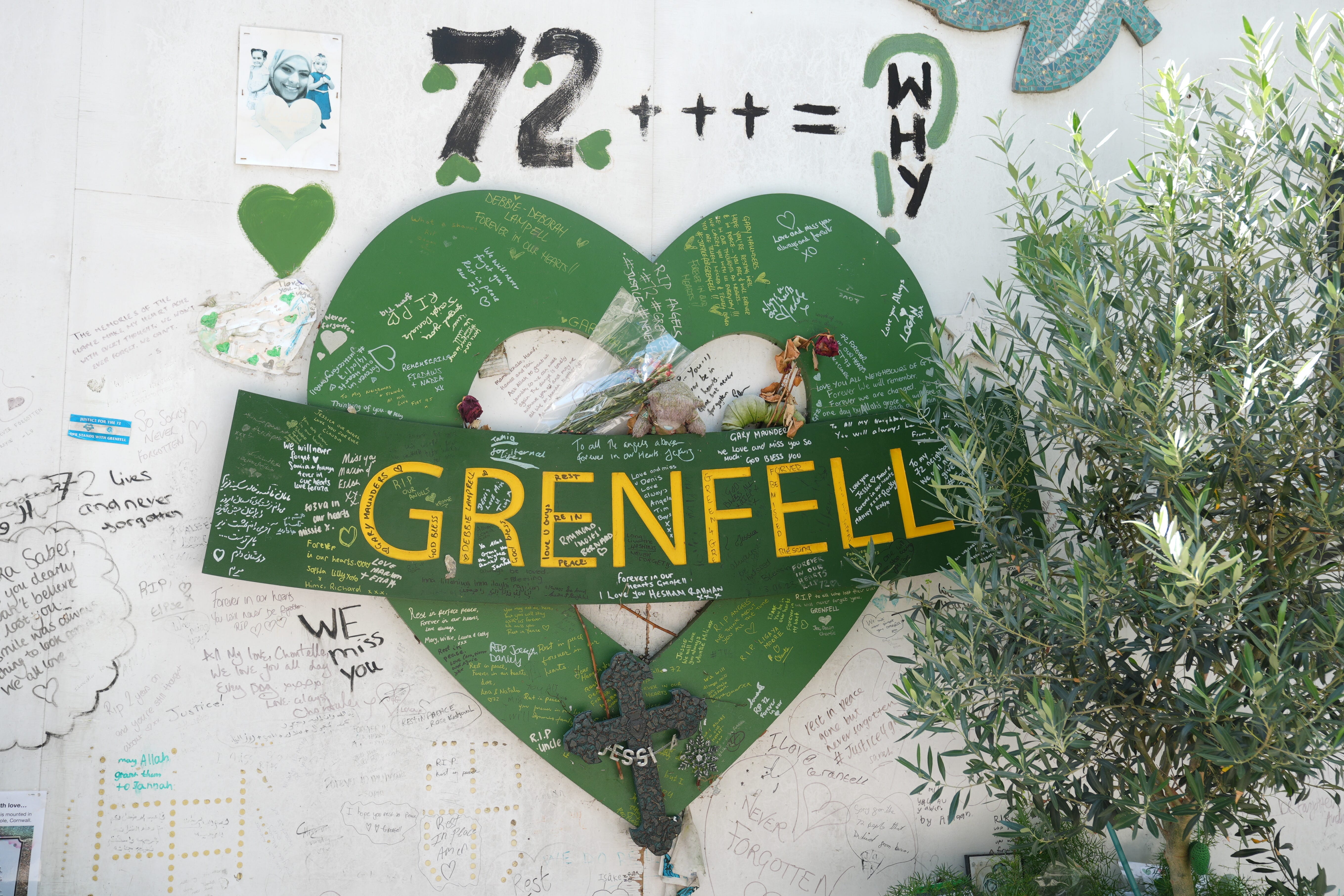 The Grenfell Memorial Wall in west London (Lucy North/PA)