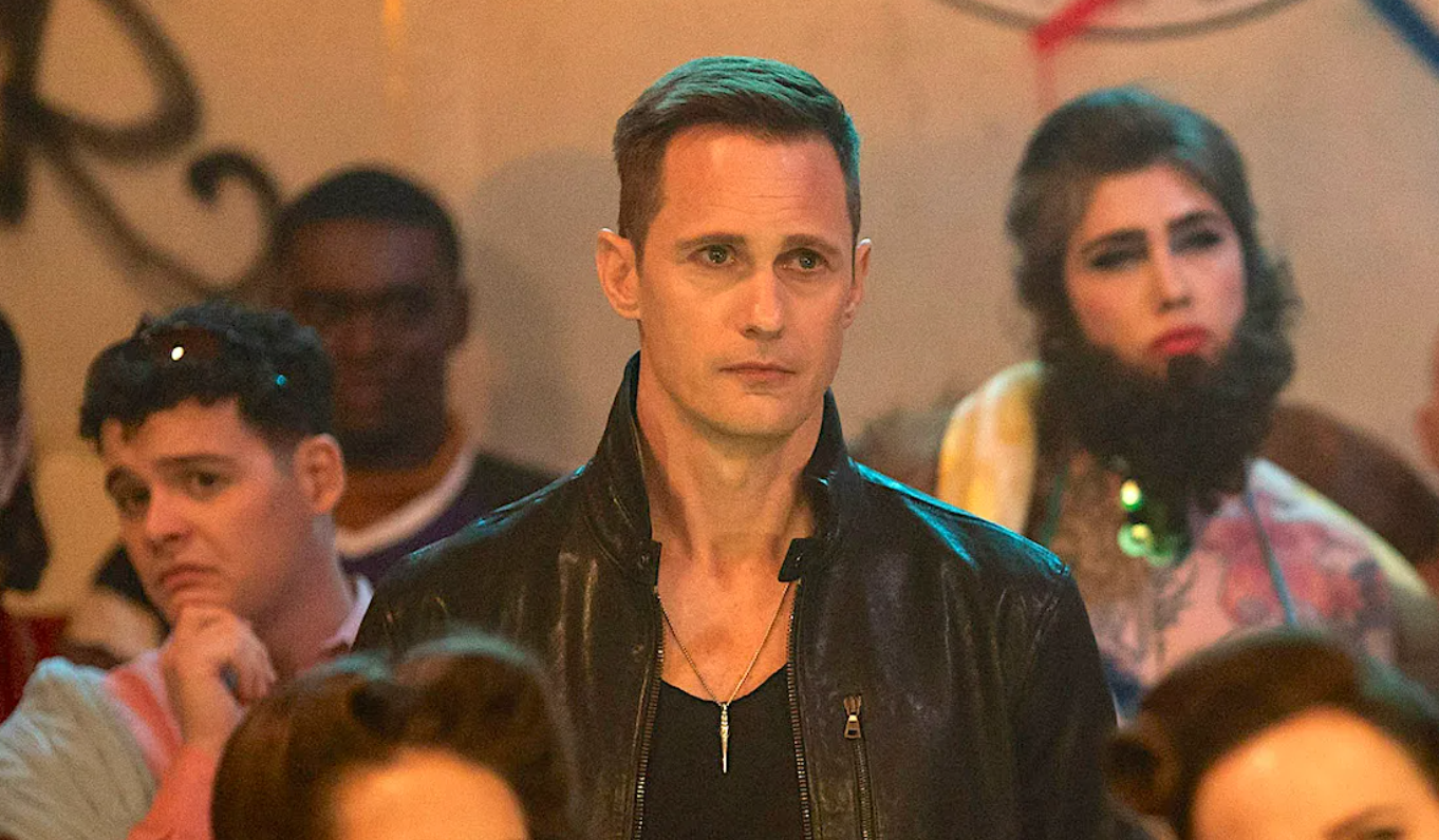 Skarsgard was dressed in all black and wore vampire fangs, closely resembling the get-up of his ‘True Blood’ character