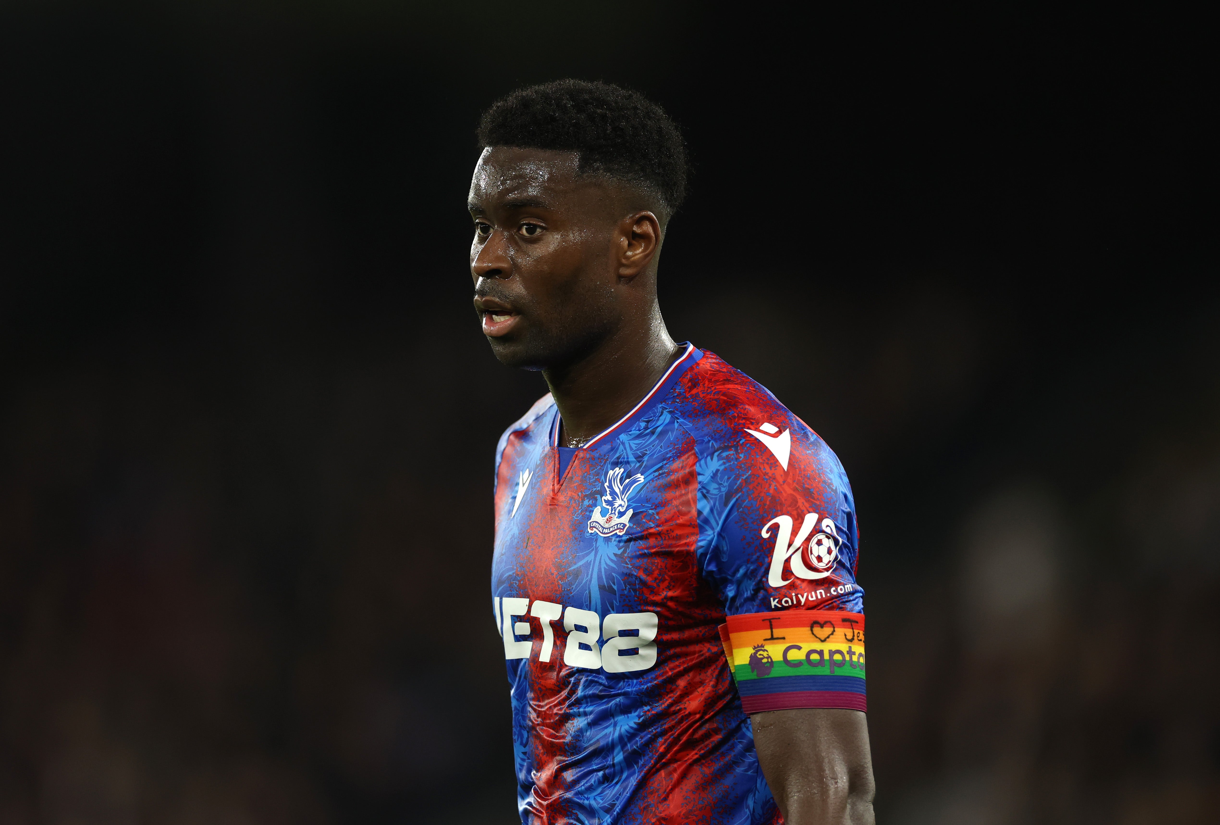 Crystal Palace captain Marc Guehi in action at Selhurst Park on Saturday