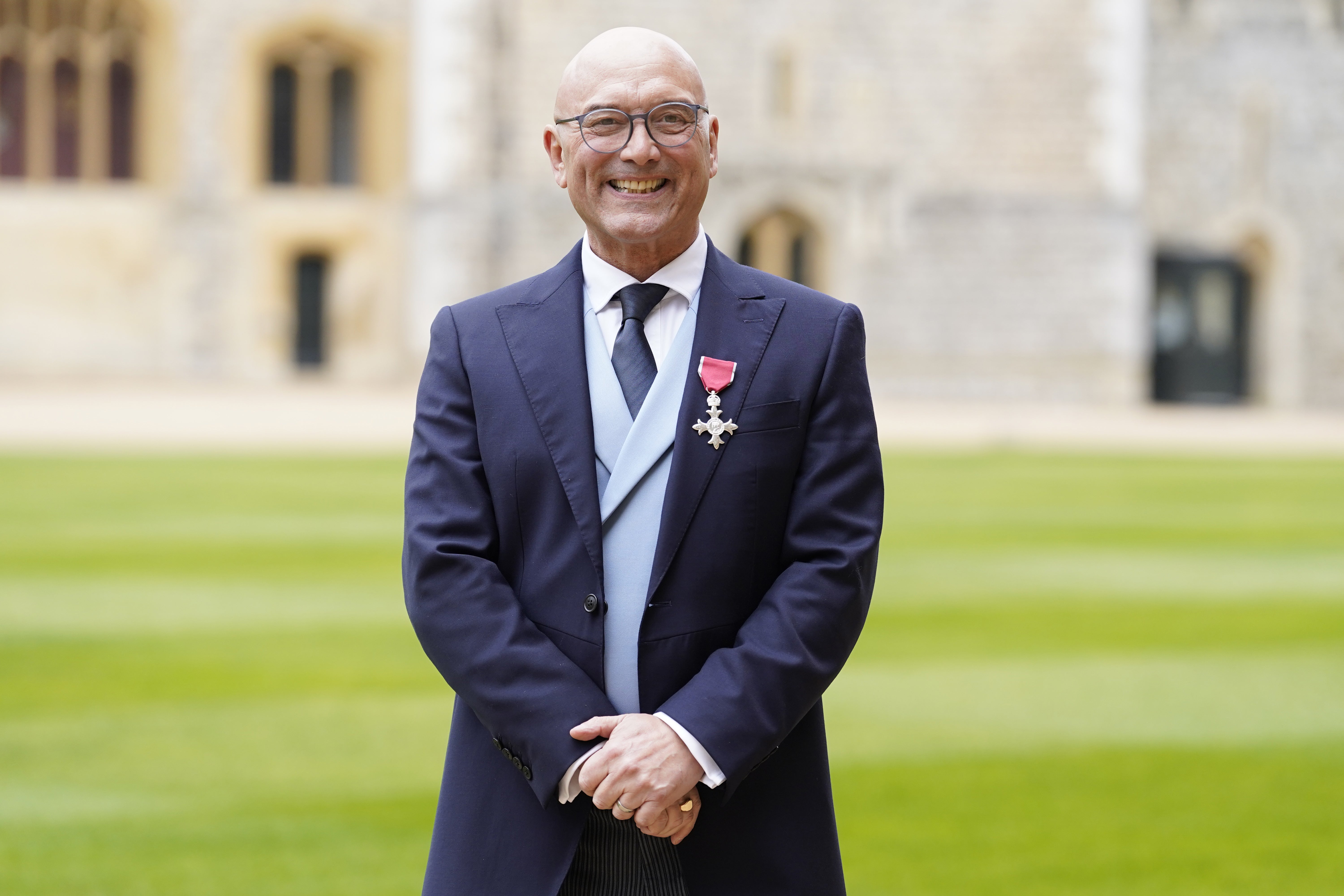 Gregg Wallace at Windsor Castle in February 2023 after receiving his MBE