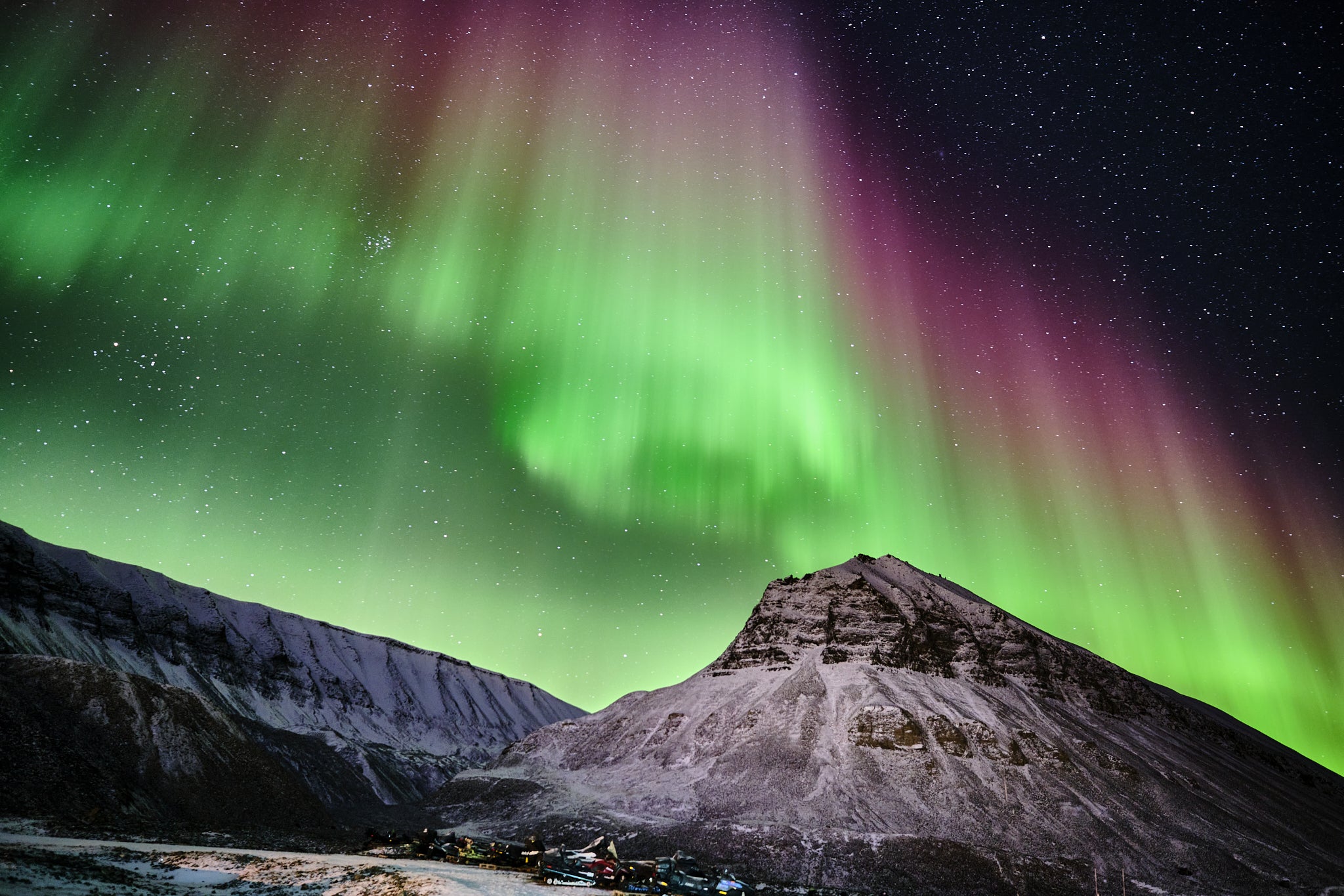 The Northern Nights in Svalbard in the Arctic during the polar night