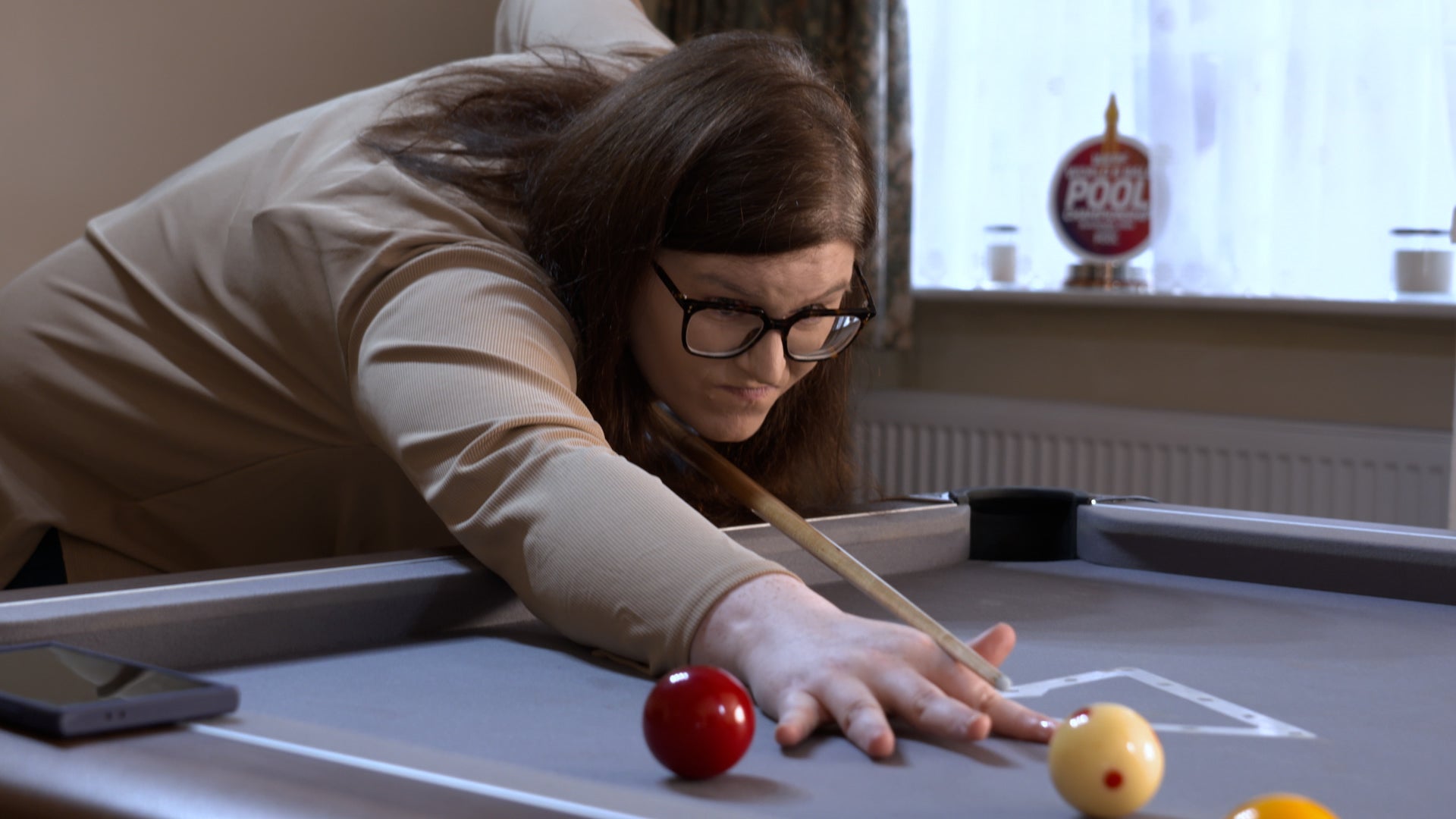 Harriet spent the pandemic lockdown practising on her pool table at home