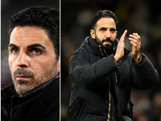 <p>Mikel Arteta and Ruben Amorim</p>