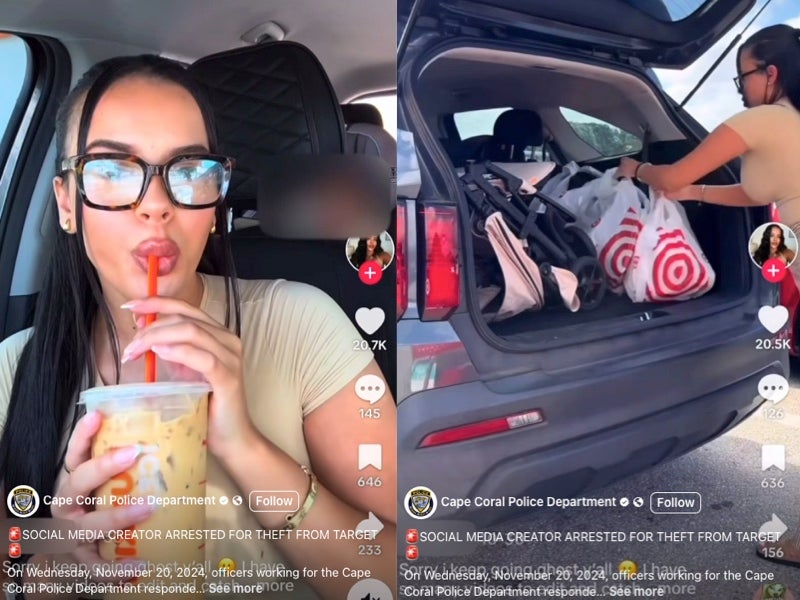 Marlena Velez was arrested one month prior after allegedly posting TikTok haul of stolen Target items