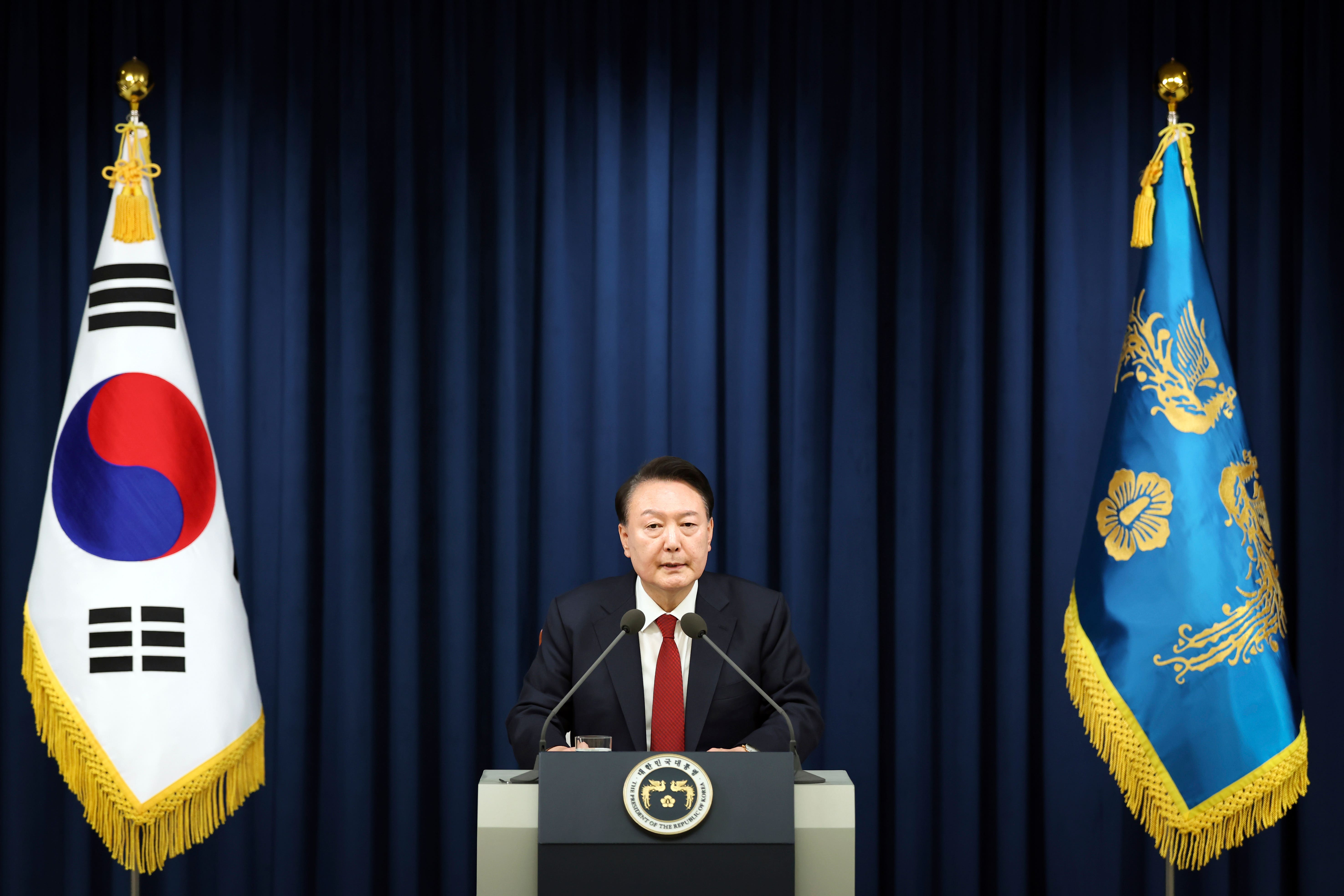 South Korean President Yoon Suk Yeol declared martial law late on Tuesday (South Korea Unification Ministry/AP)