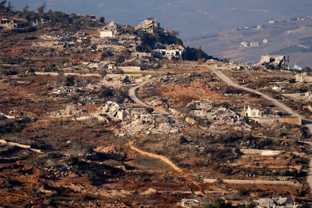 <p>Destroyed buildings in the village of Kfar Kila, southern Lebanon</p>