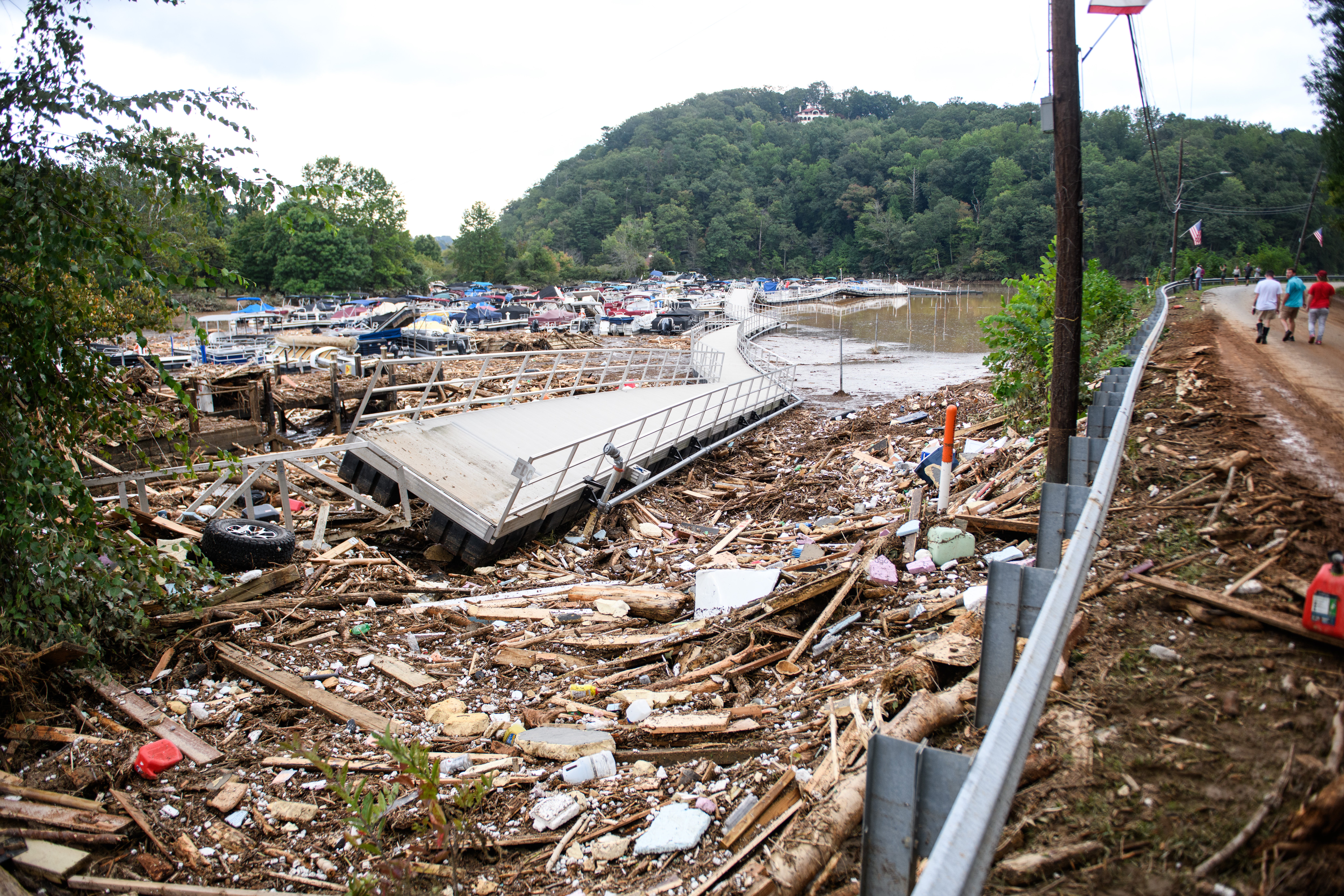 The Rocky Broad River flows into Lake Lure, North Carolina, in late September. The storm unleashed a stunning 42 trillion gallons of rain