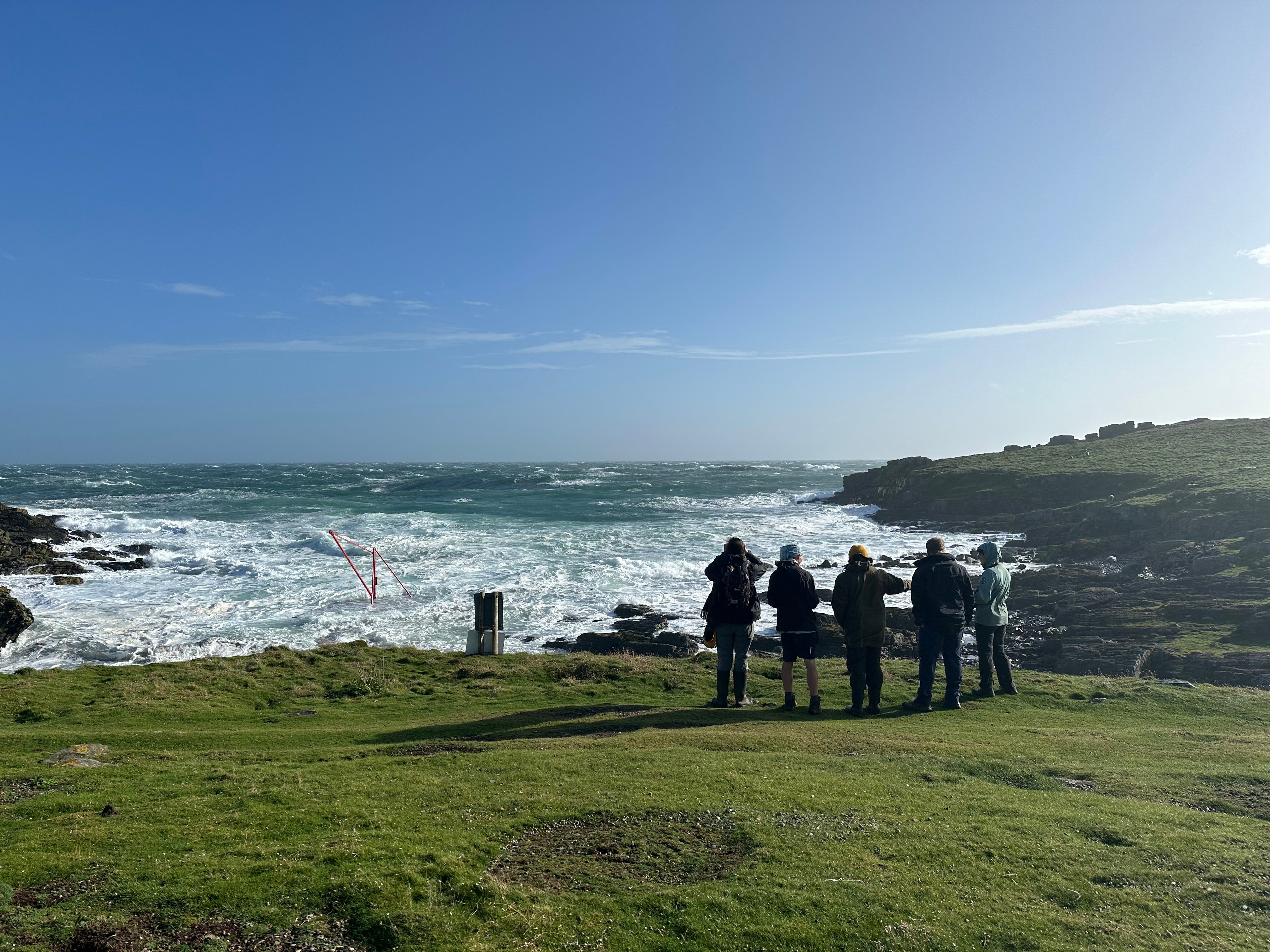 The 2024 Calf of Man team watching the waves