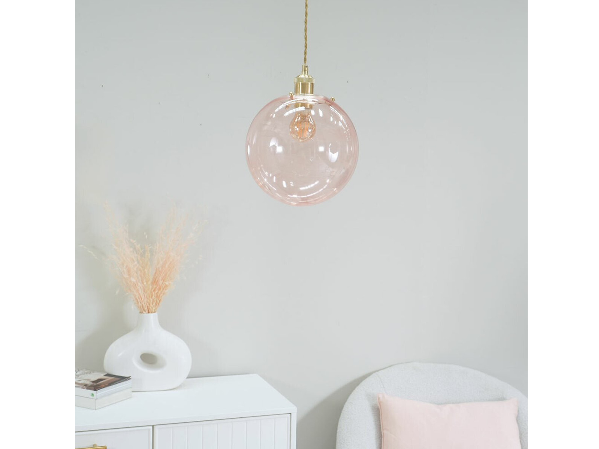 Best lampshade IndyBest review La Redoute So’Home brushed gold and pink globe shade pink