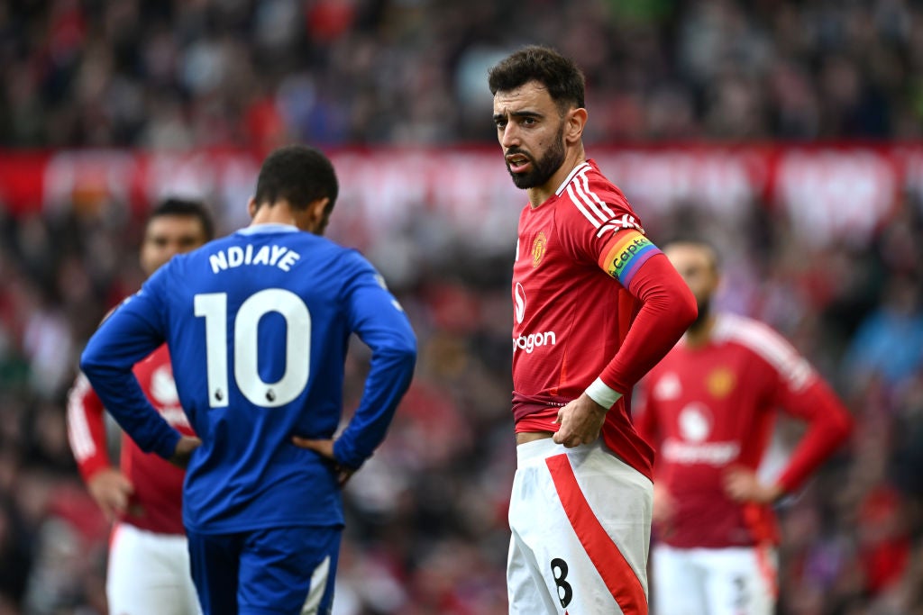 Captain Bruno Fernandes wore a rainbow armband against Everton