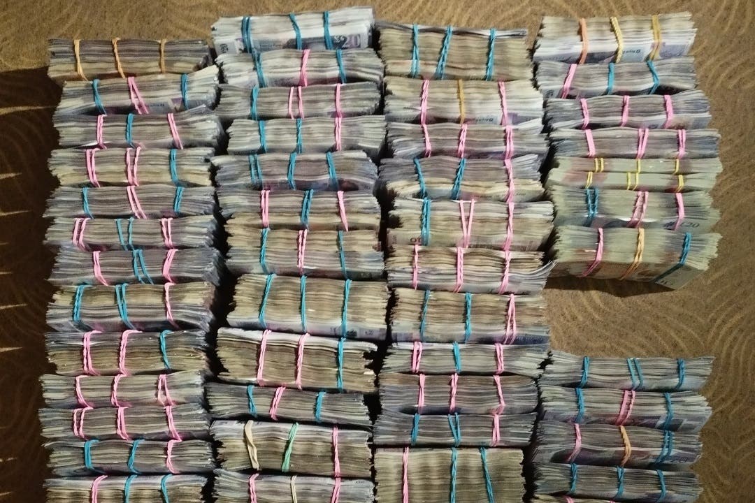 Money seized from a cash courier when he was stopped on the M5 near Birmingham