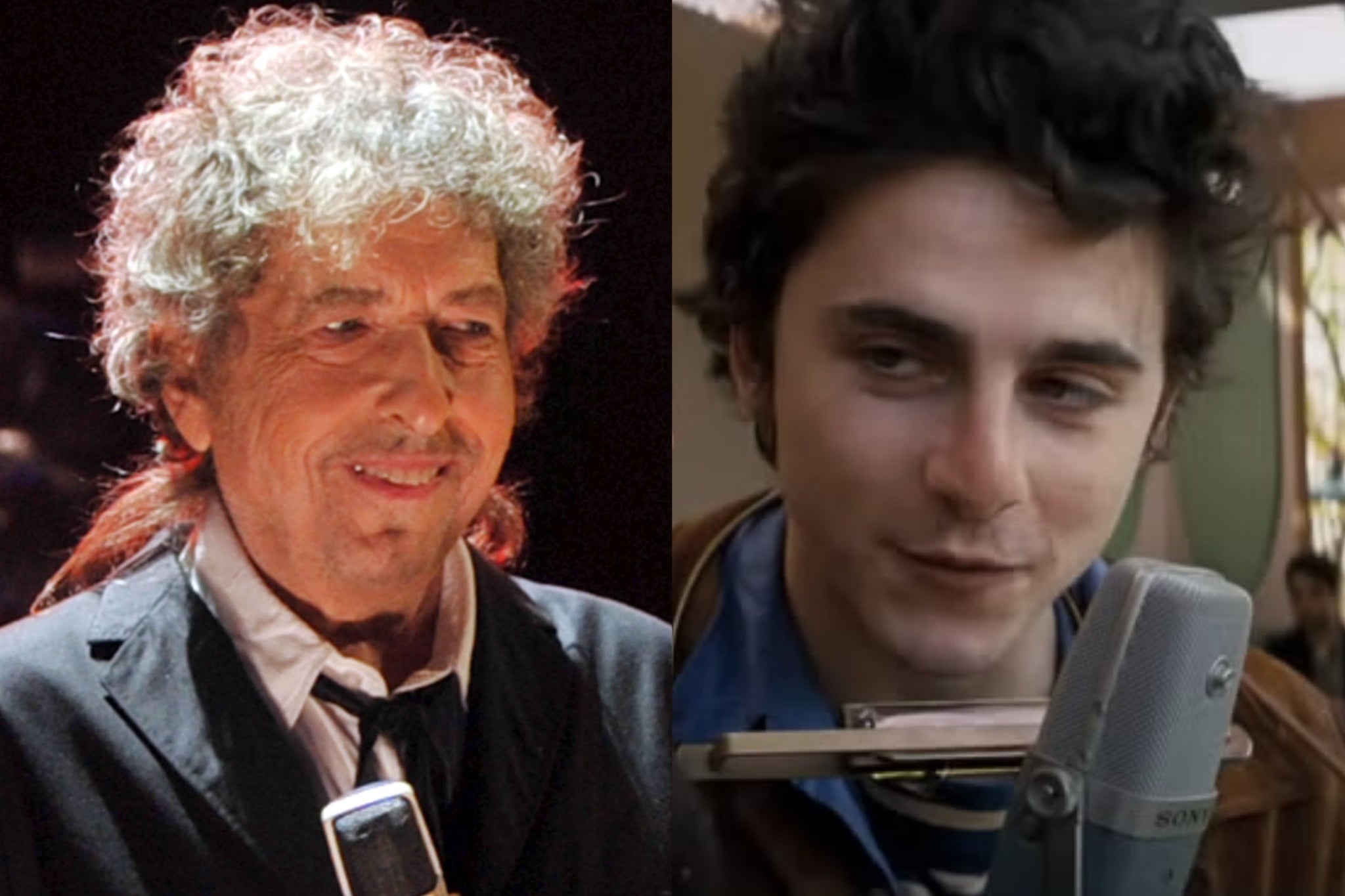 Bob Dylan, and Timothée Chalamet playing him in ‘A Complete Unknown’