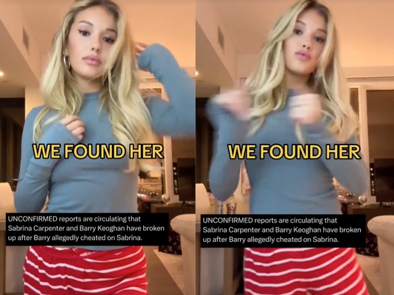 Influencer Breckie Hill reposts TikTok video, which claimed she was the mysterious influencer Keoghan was messaging while dating Carpenter