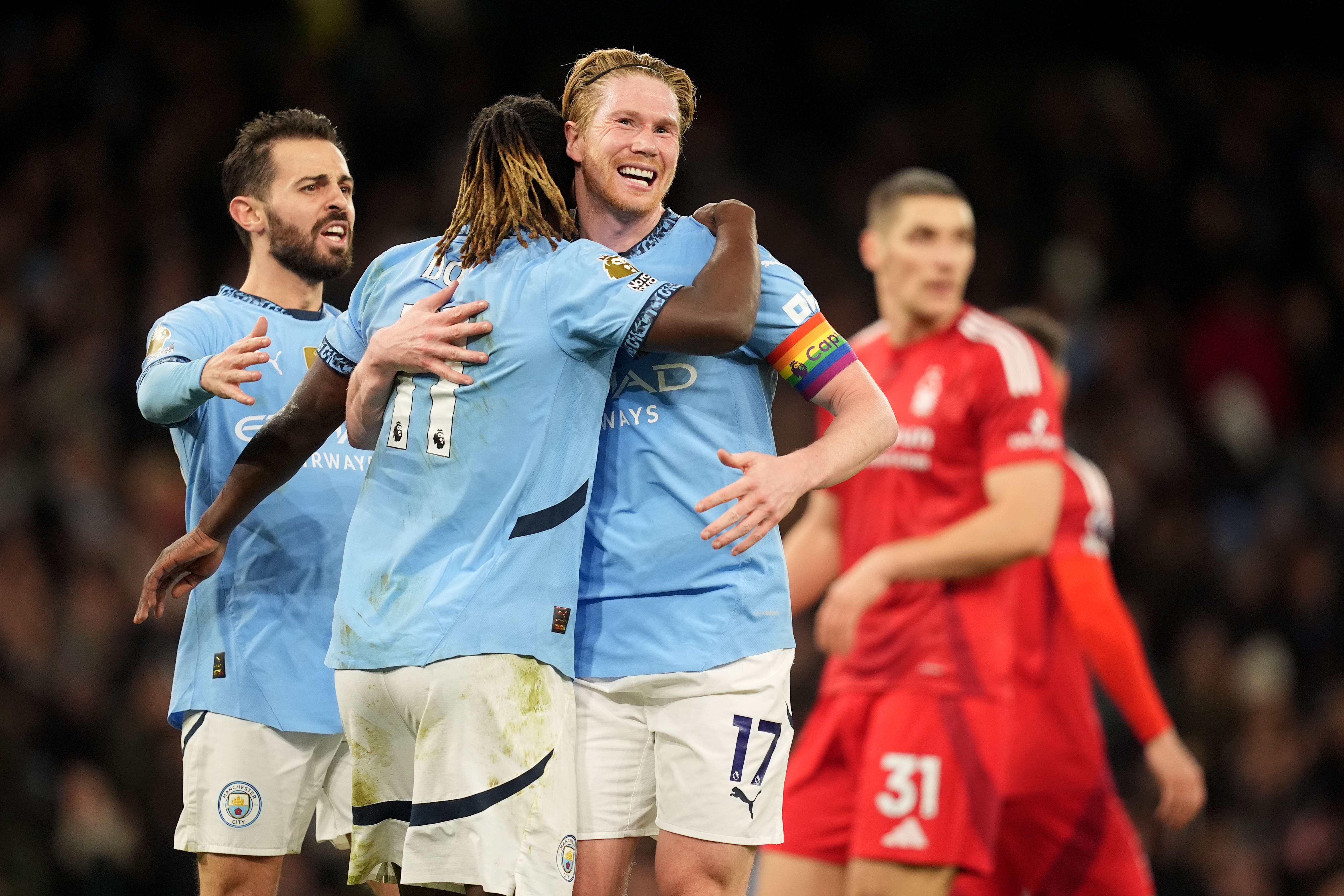 Manchester City ended their winless run with a 3-0 victory over Nottingham Forest (Martin Rickett/PA)