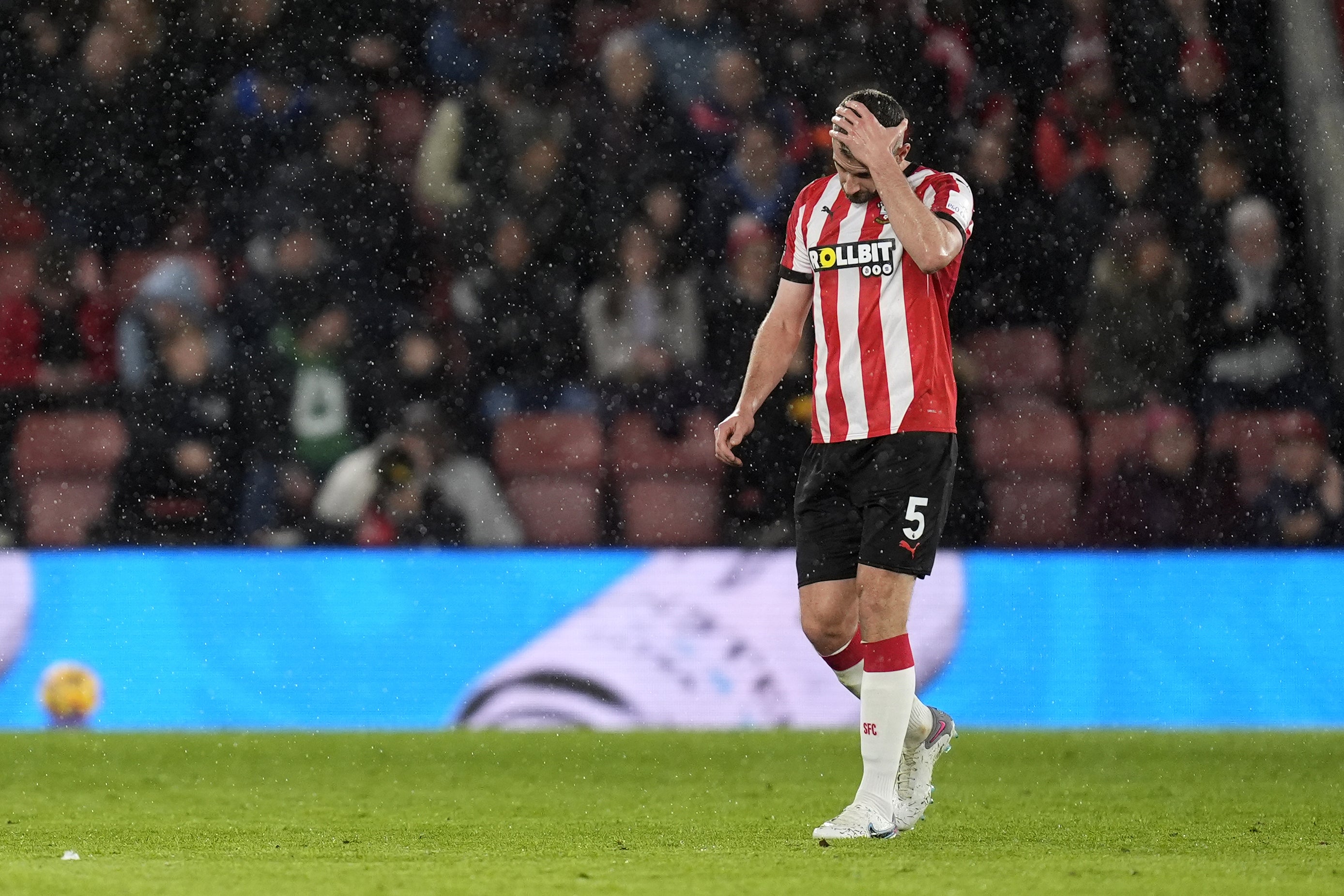 Jack Stephens was sent off (Andrew Matthews/PA)