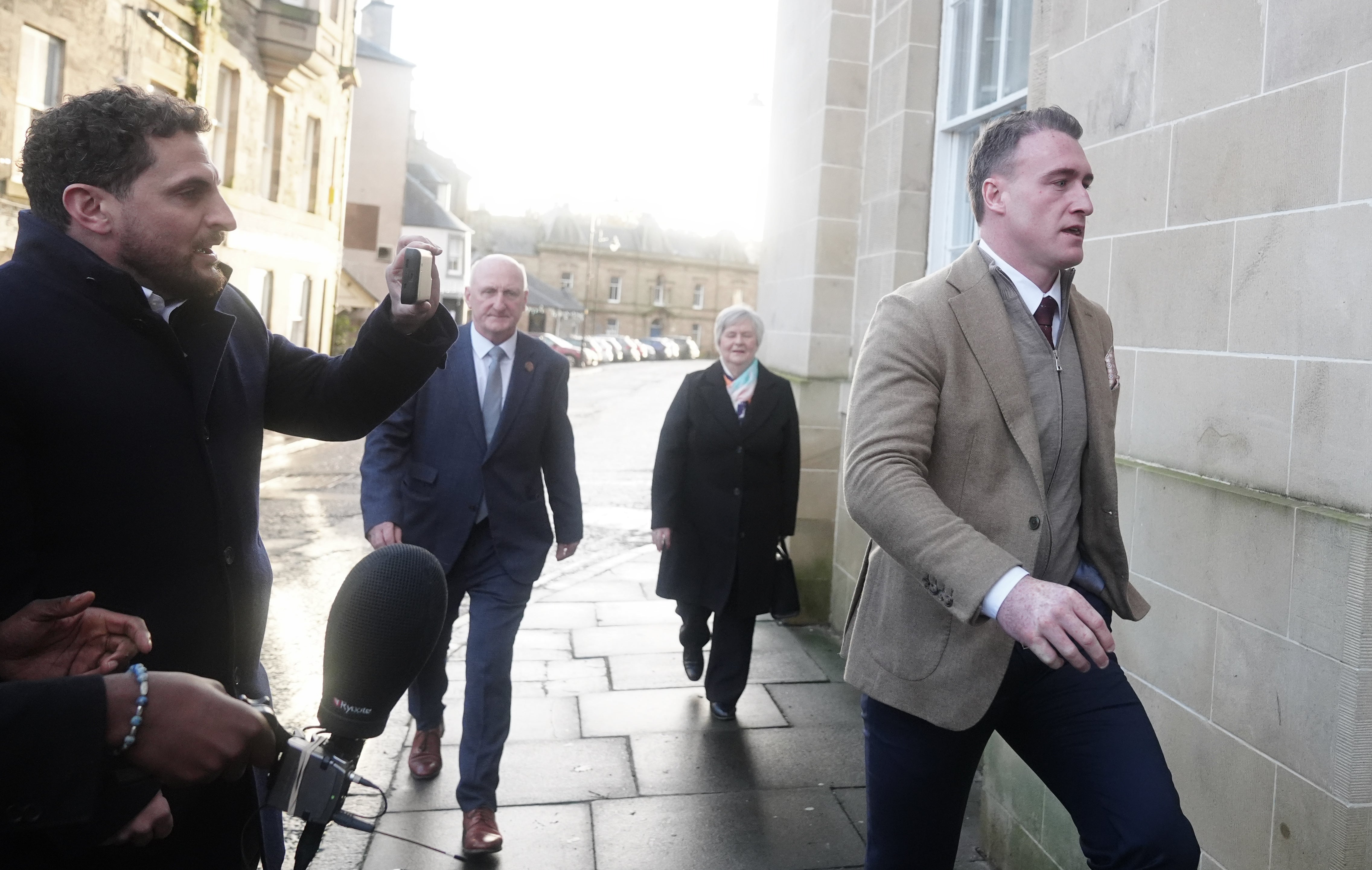 Hogg arriving at Jedburgh Sheriff Court for sentencing on Thursday