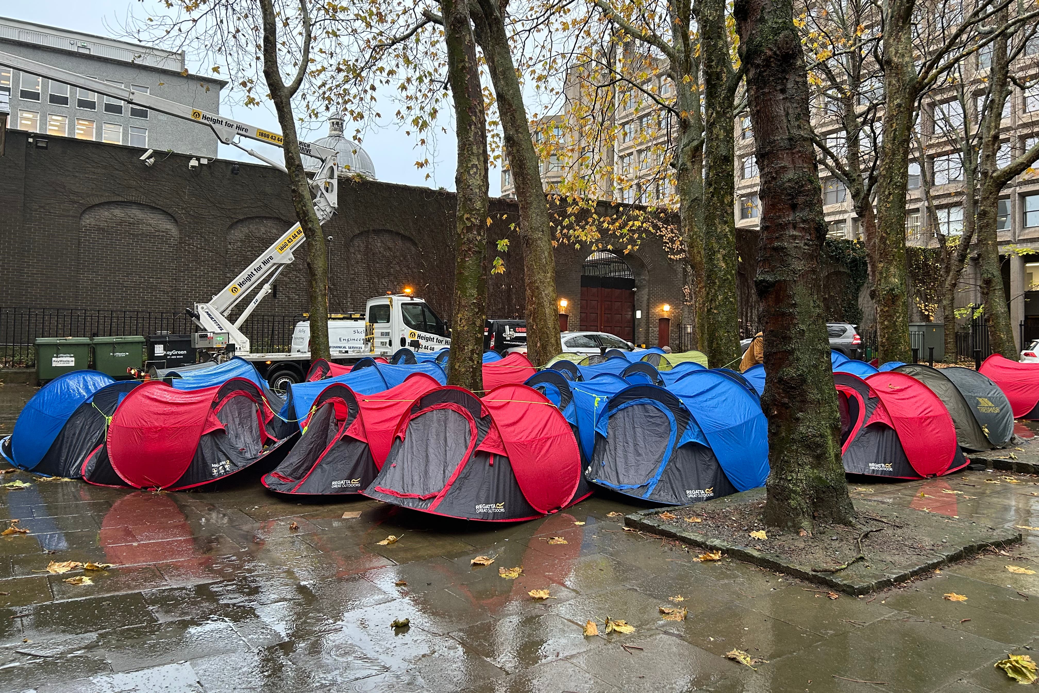 Tents erected beside the Department of Agriculture in Dublin (Cillian Sherlock/PA)