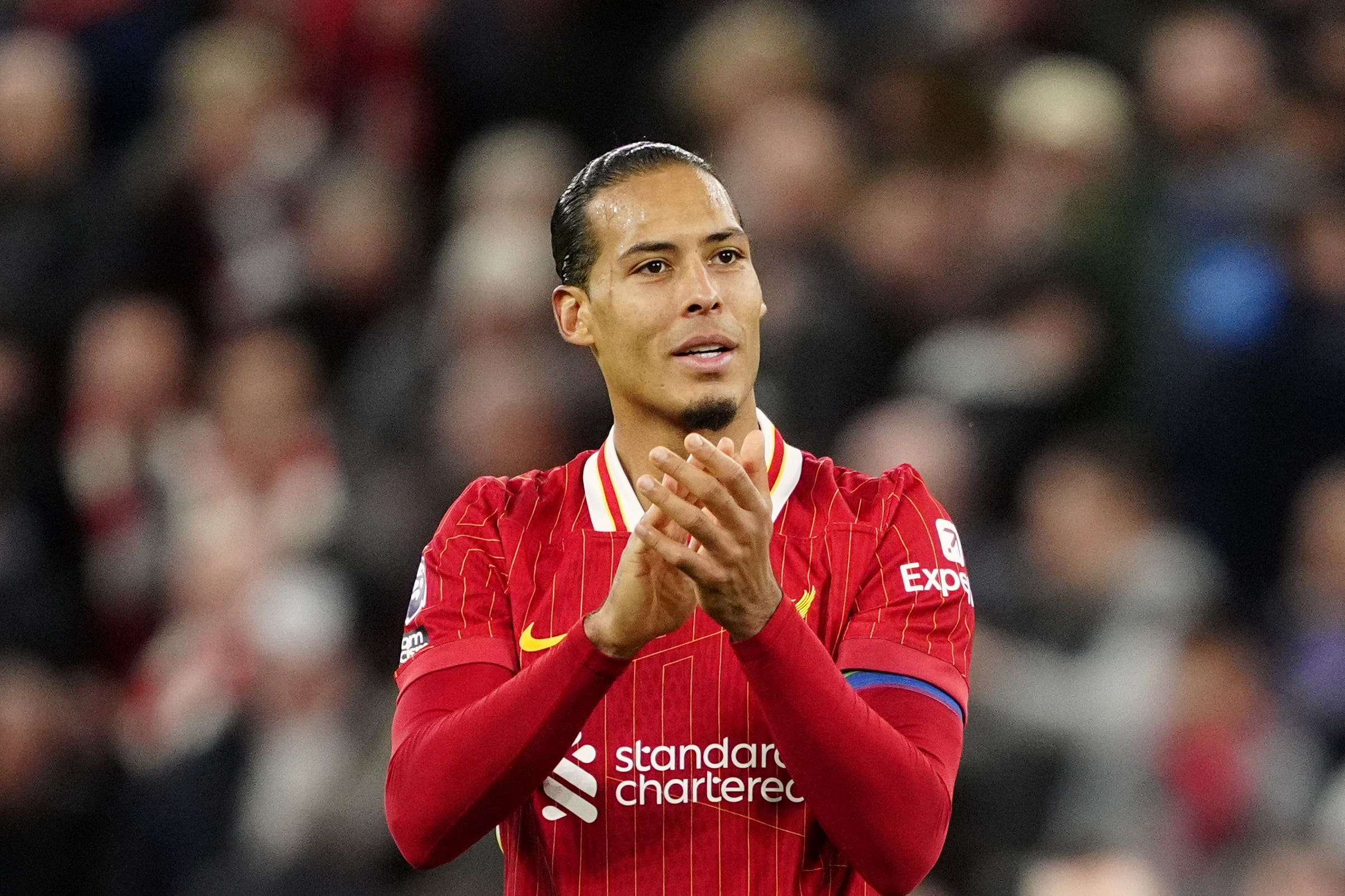 Liverpool captain Virgil van Dijk has brushed aside talk of a Premier League title charge (Peter Byrne/PA)