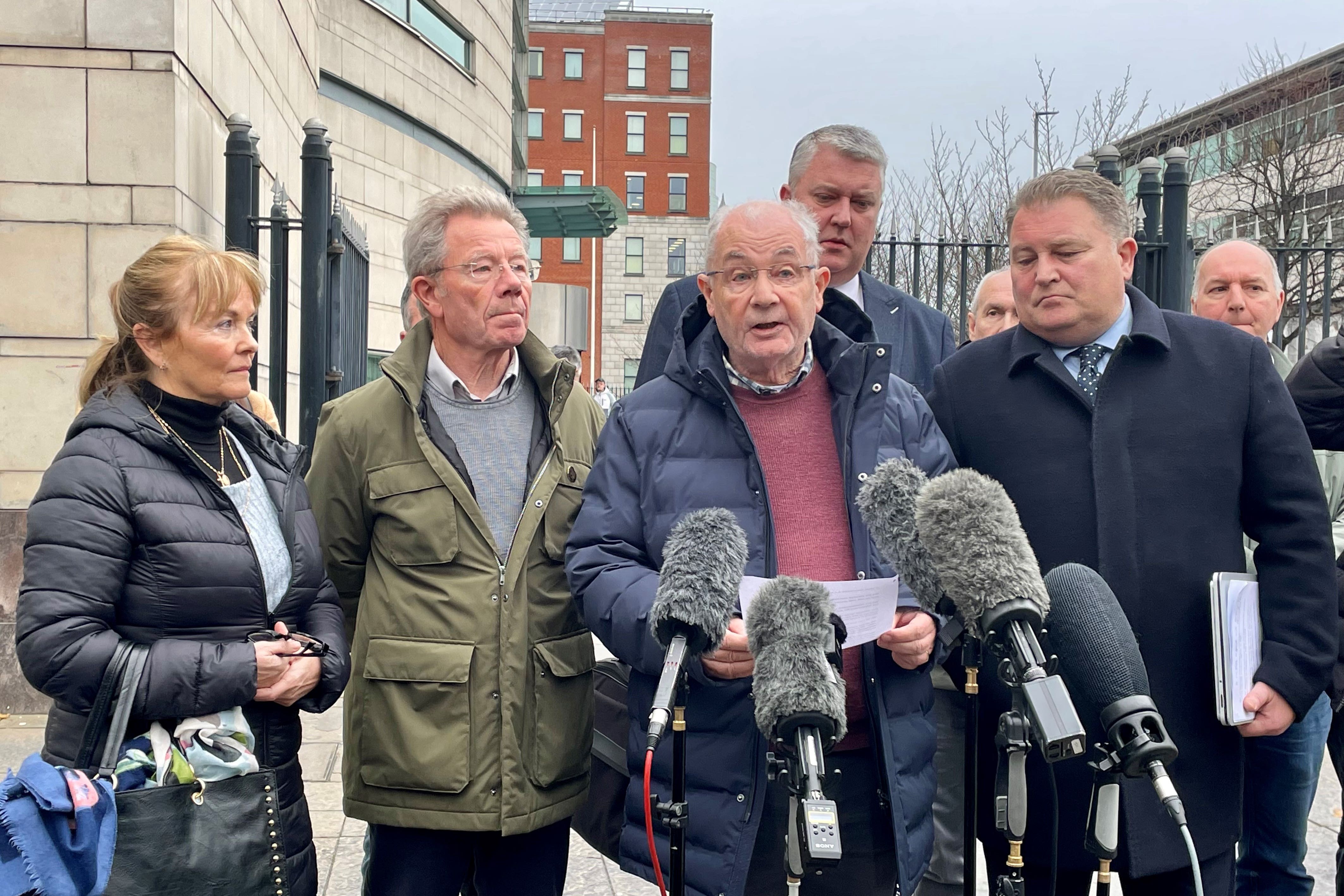 Mickey McKinney, brother of William McKinney, speaks to the media outside Belfast Crown Court, where Soldier F has pleaded not guilty to murdering James Wray and William McKinney when members of the Parachute Regiment shot dead 13 civil rights protesters on the streets of Londonderry in 1972. Picture date: Friday December 6, 2024.