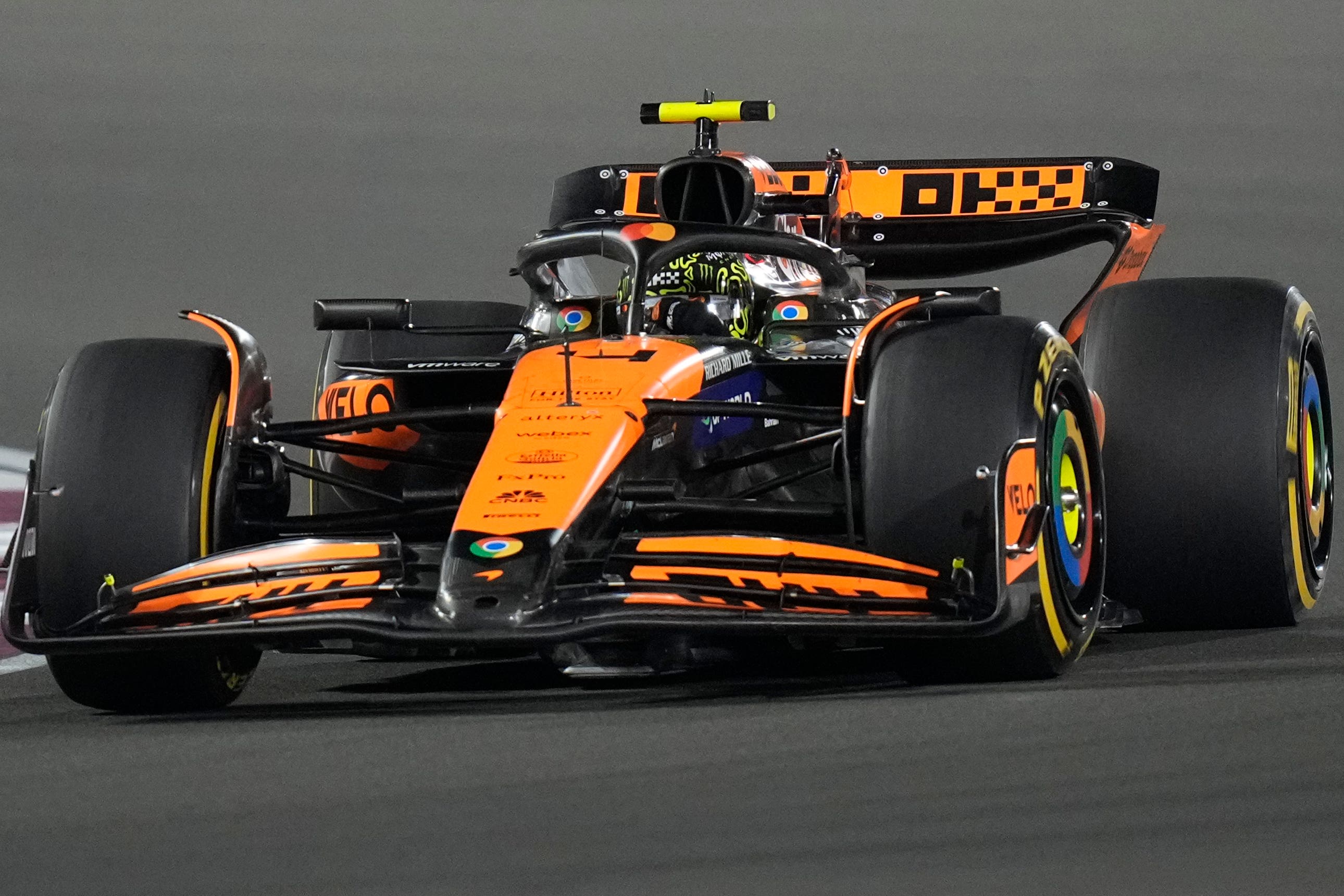 Lando Norris set the pace in Friday’s second running (AP Photo/Darko Bandic)