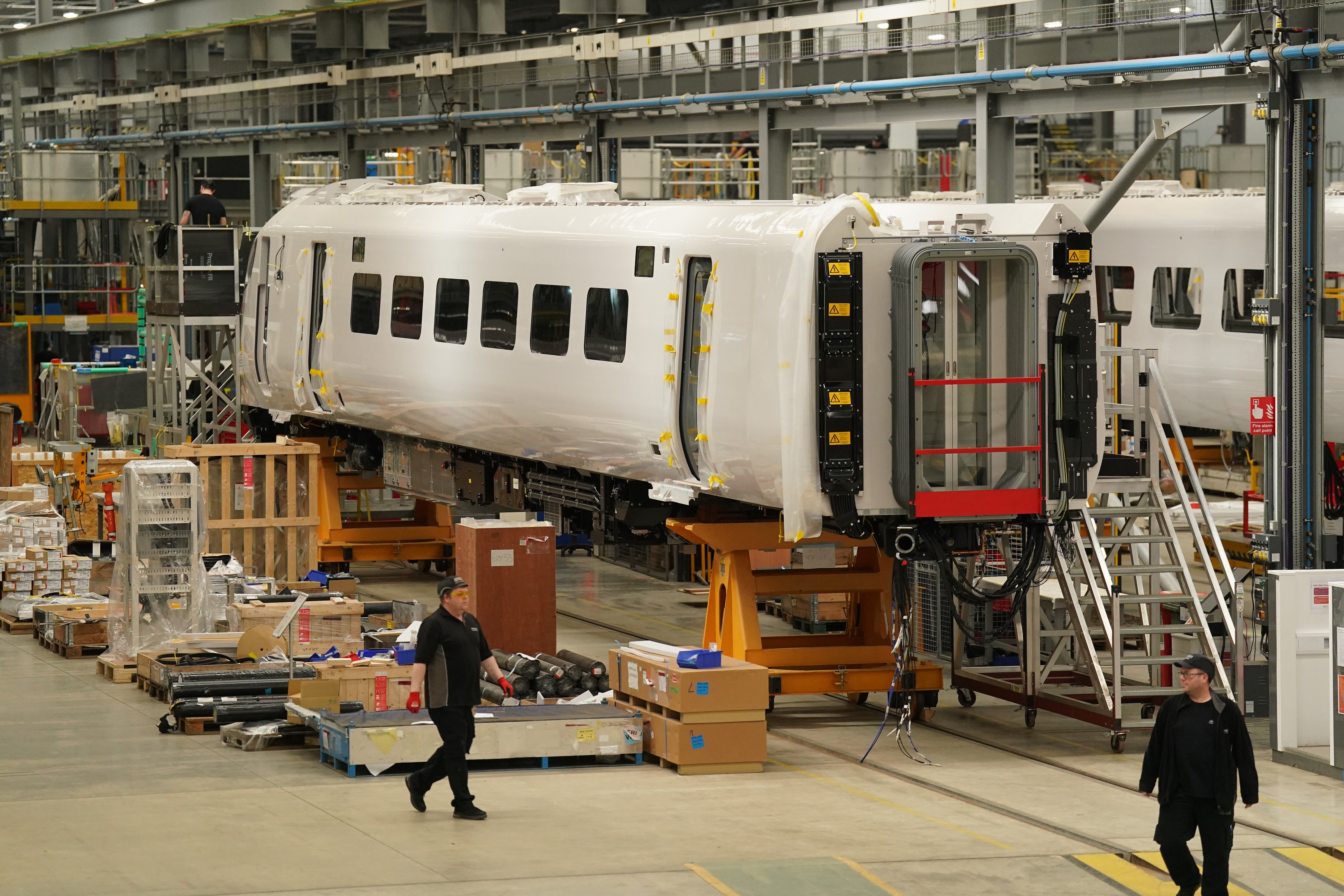 Hitachi Rail’s plant in Newton Aycliffe employs around 700 people, and had been threatened with closure (Owen Humphreys/PA)