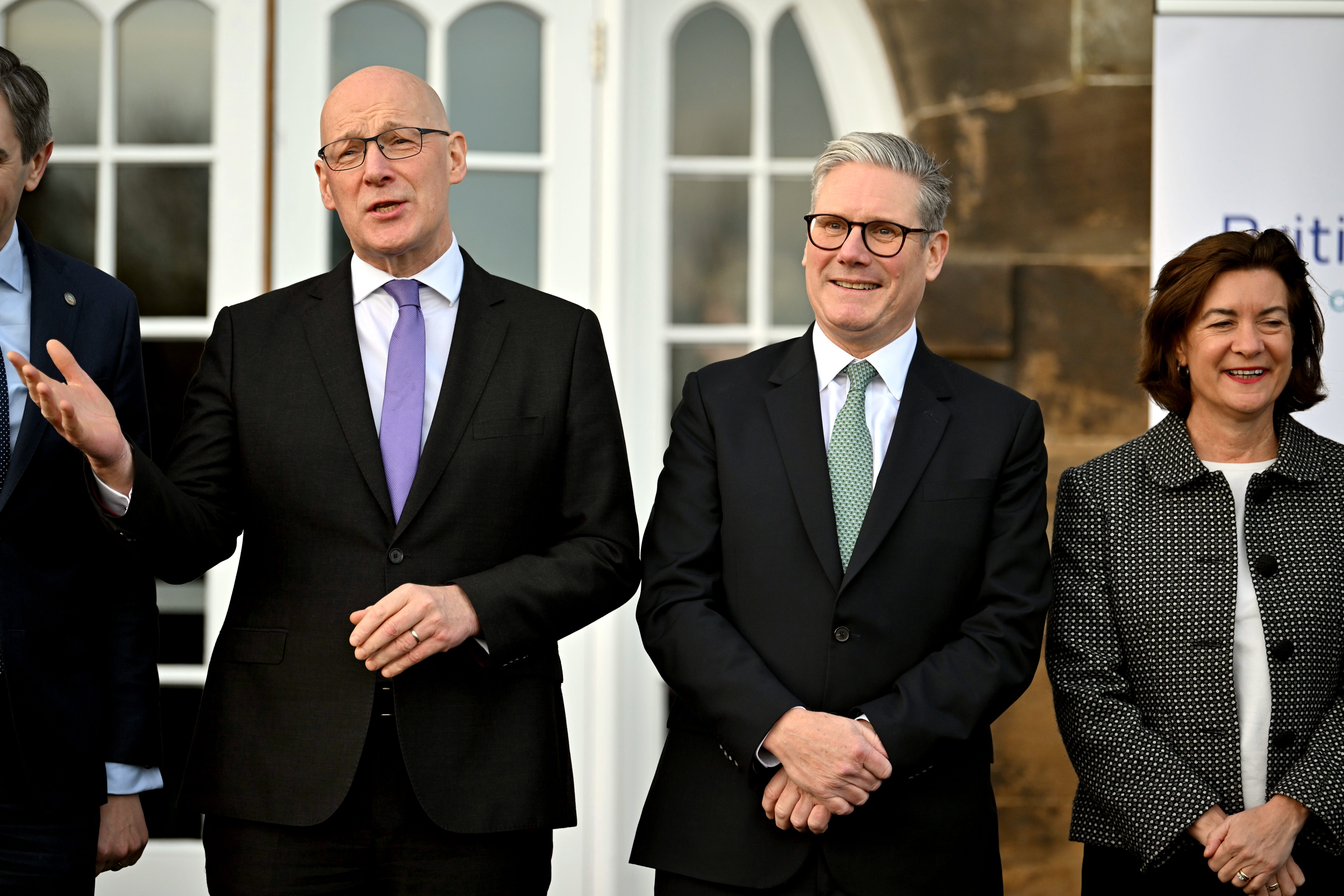 Scottish First Minister John Swinney (left) and his Welsh counterpart Eluned Morgan (right) both hailed the improved relationship with the UK Government under Labour and Sir Keir Starmer (centre). (Andy Buchanan/PA)