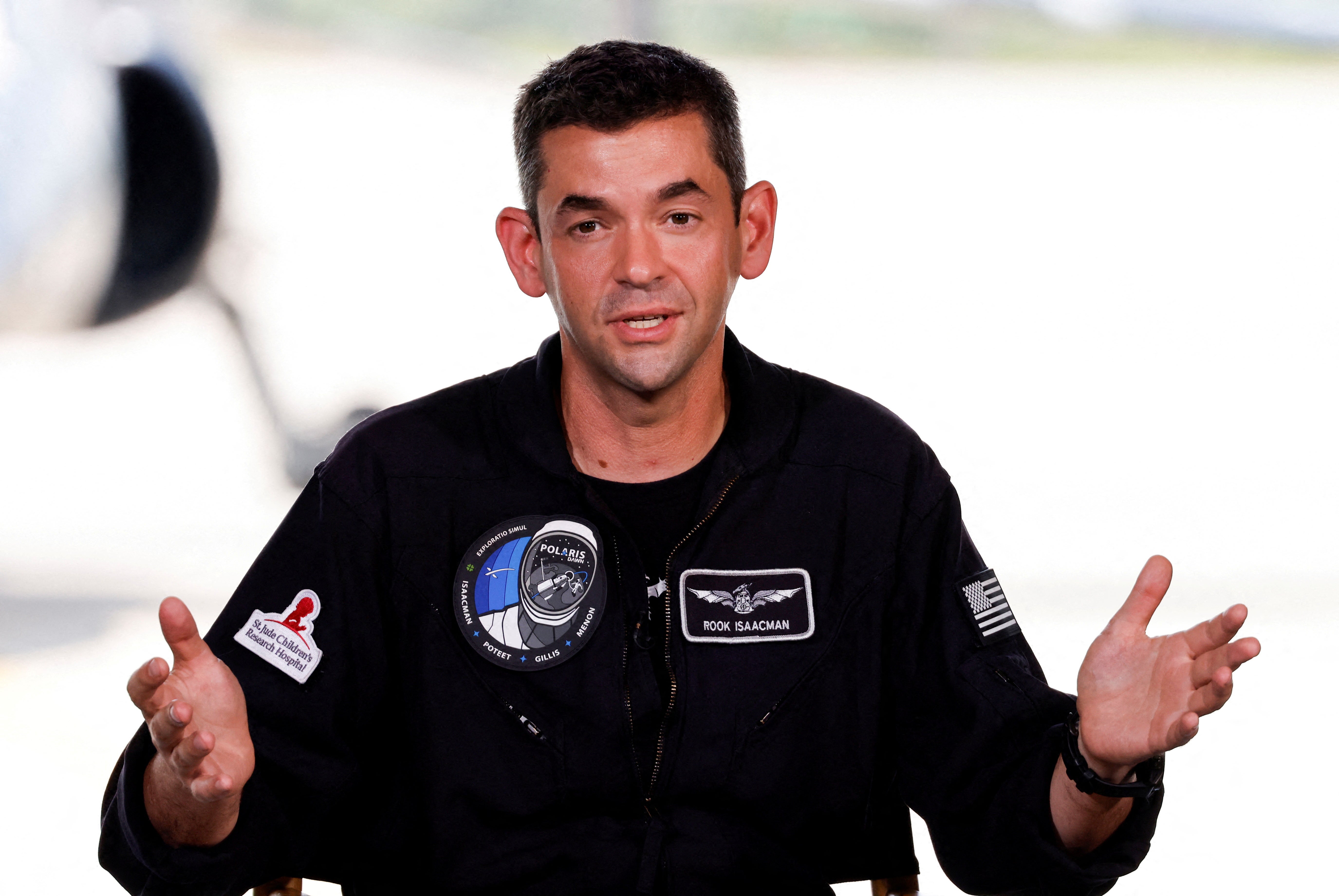 Jared Isaacman speaks at a press conference at the Kennedy Space Center in Cape Canaveral, Florida, 19 August, 2024.