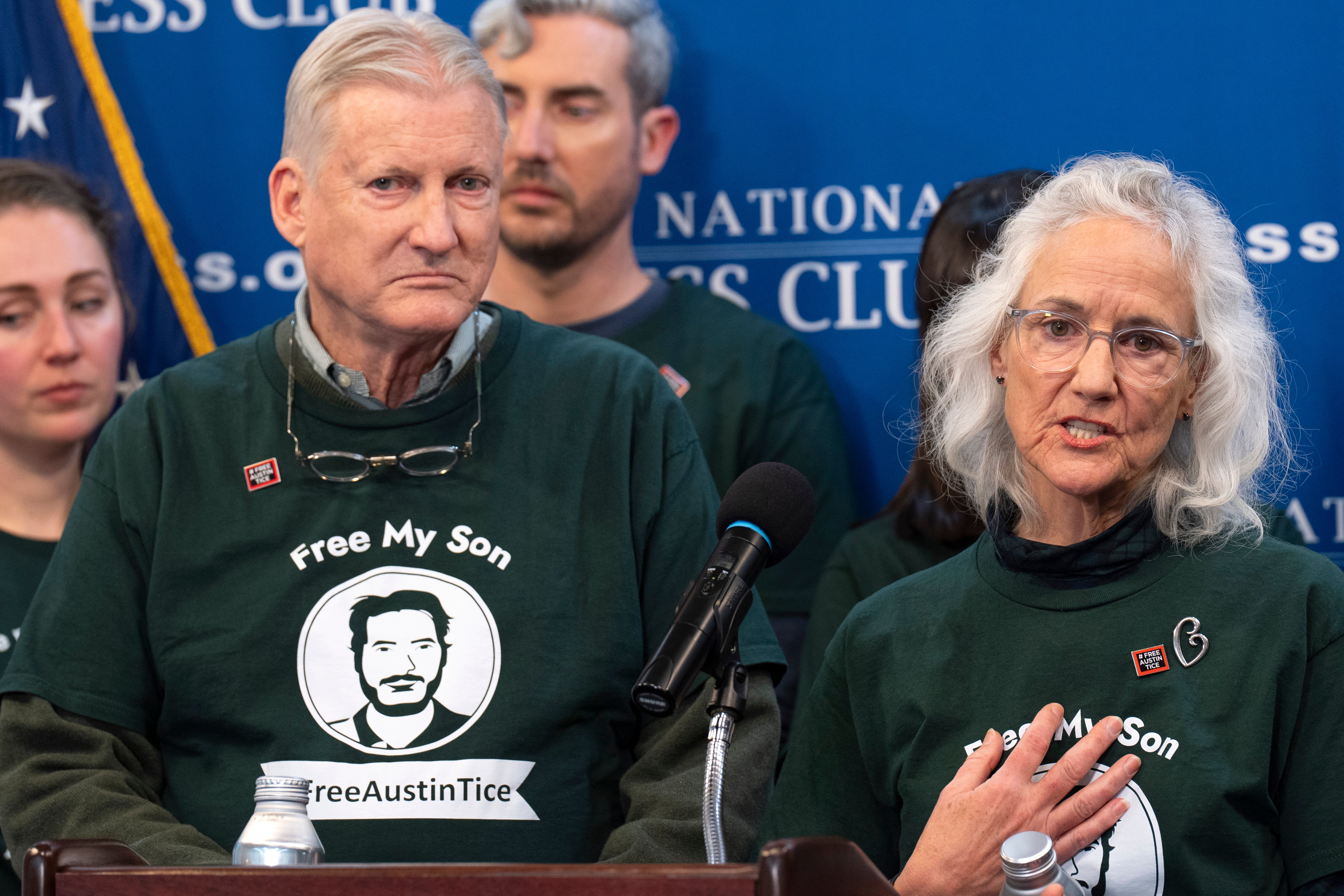 Marc Tice, left, and Debra Tice, the parents of Austin Tice