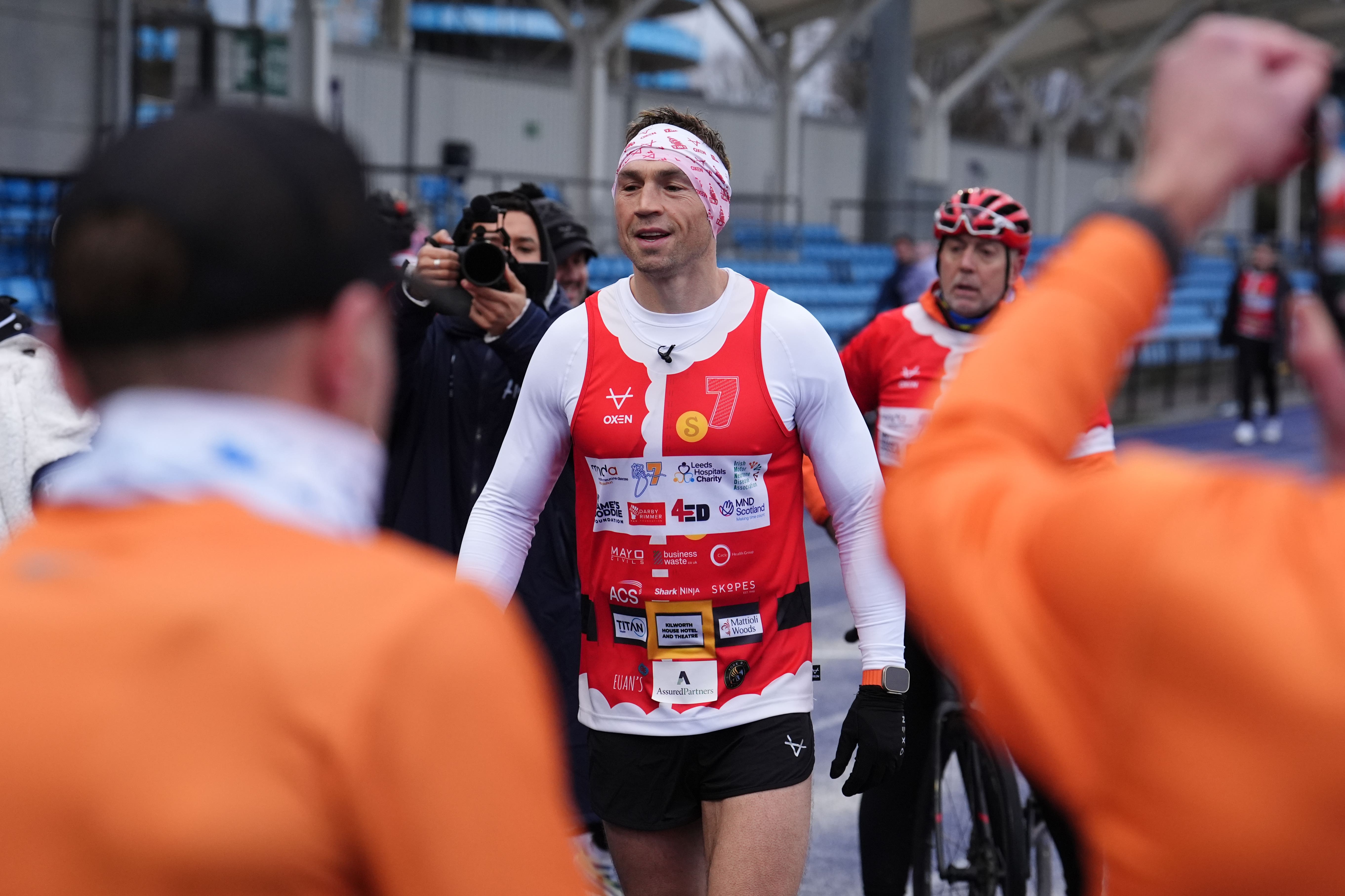 Kevin Sinfield broke the £1million barrier as he finished his latest fundraising challenge (Martin Rickett/PA)