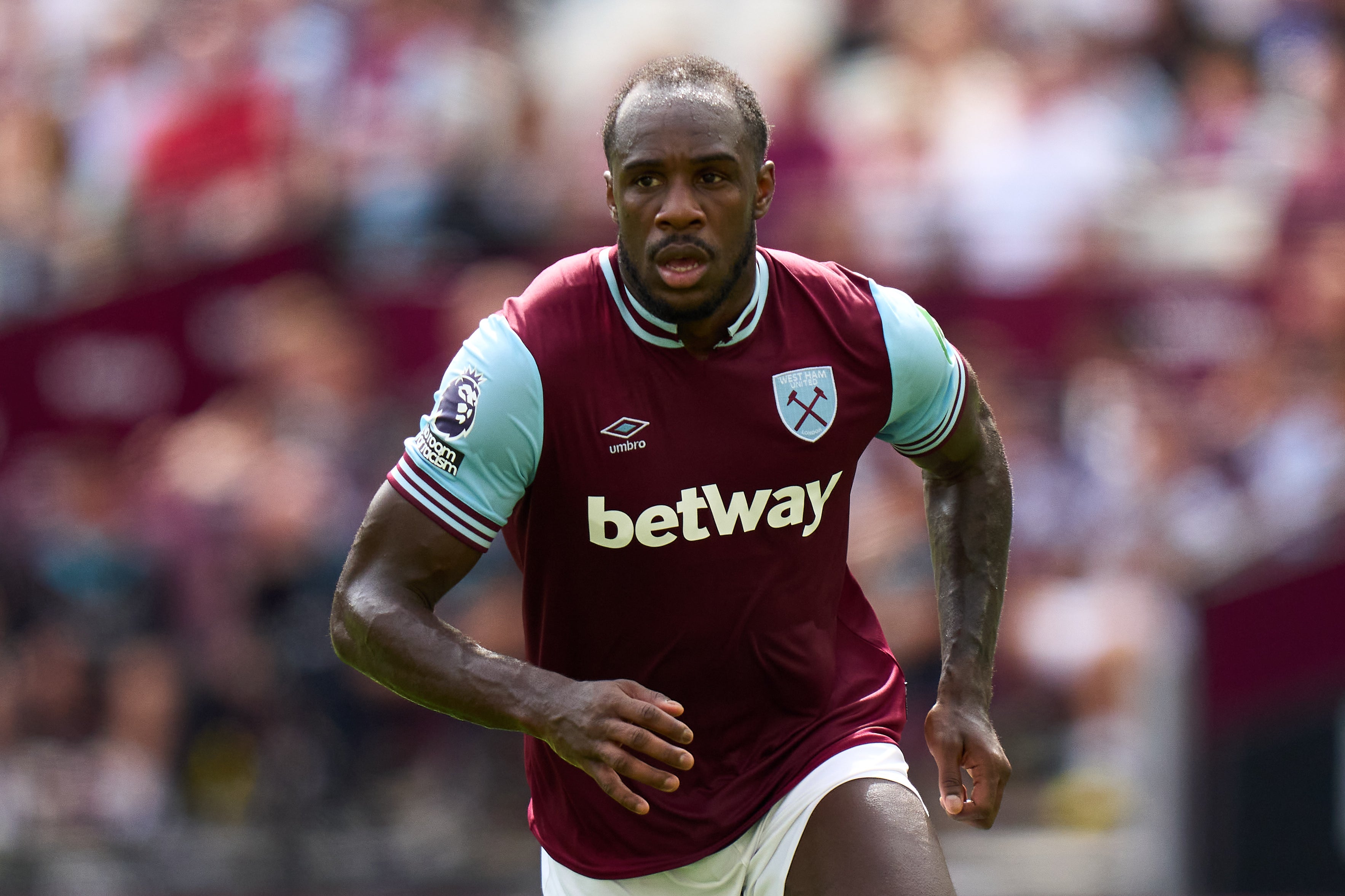 Michail Antonio of West Ham United looks on during the Pre-Season Friendly match between West Ham United and Celta Vigo at London Stadium on August 10, 2024 in London