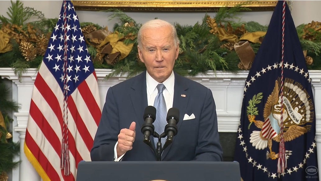 Joe Biden addressed the fall of the Syrian government led by Bashar Al-Assad at the White House on Sunday.