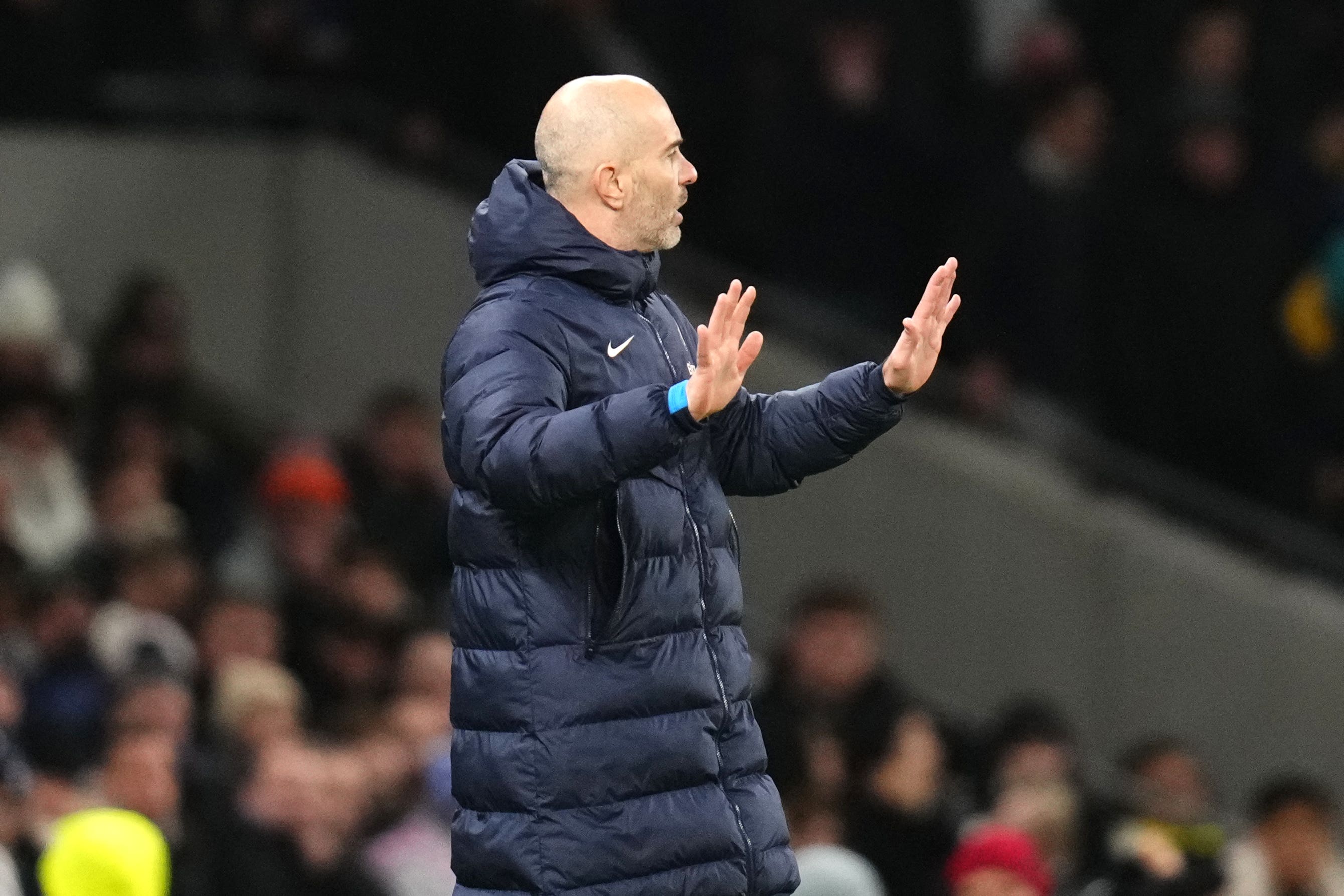 Enzo Maresca on the touchline at Tottenham Hotspur Stadium (John Walton/PA)