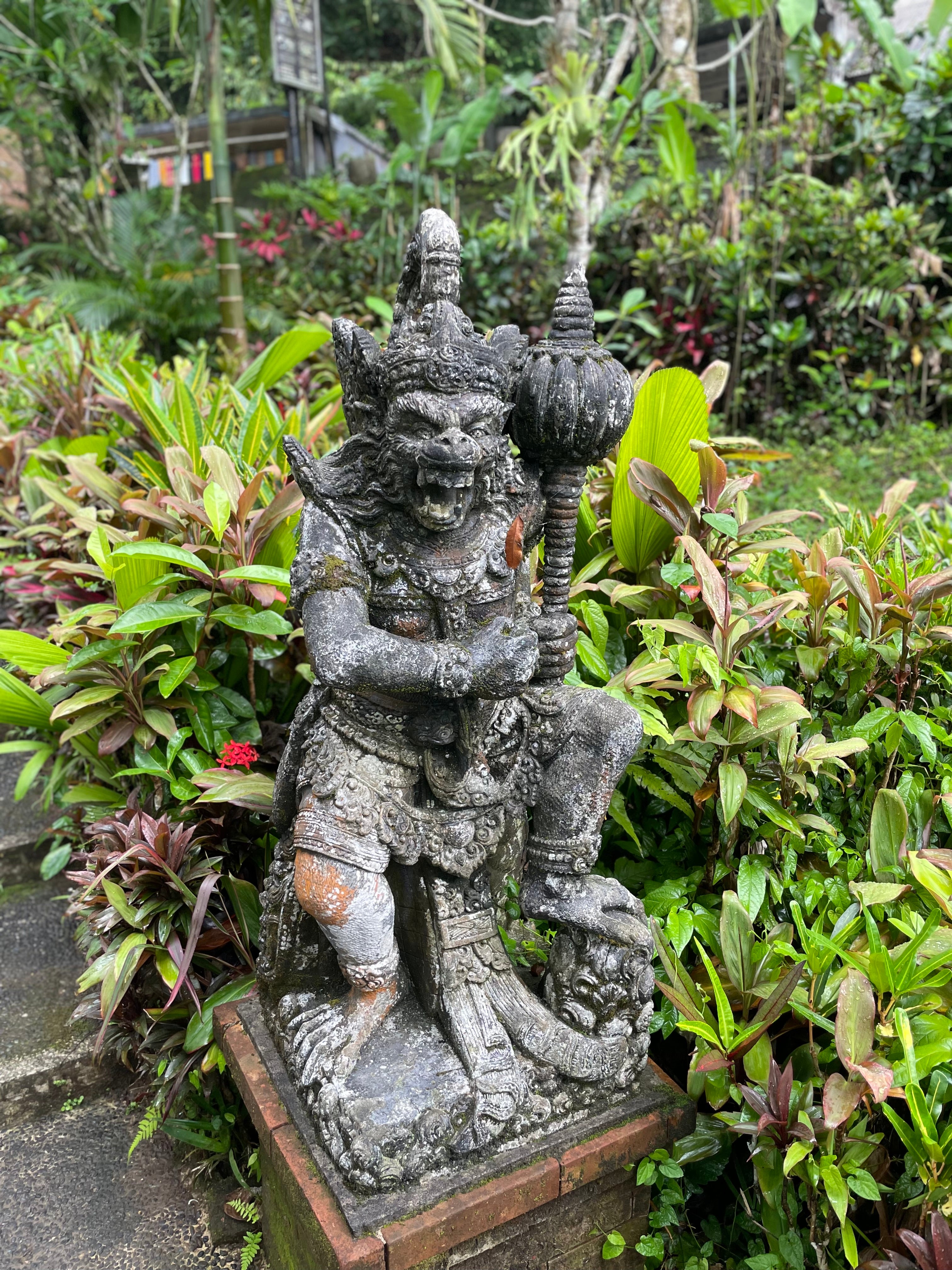 A ‘scary’ faced statue at the Gunung Kawi Sebatu Temple near to Ubud