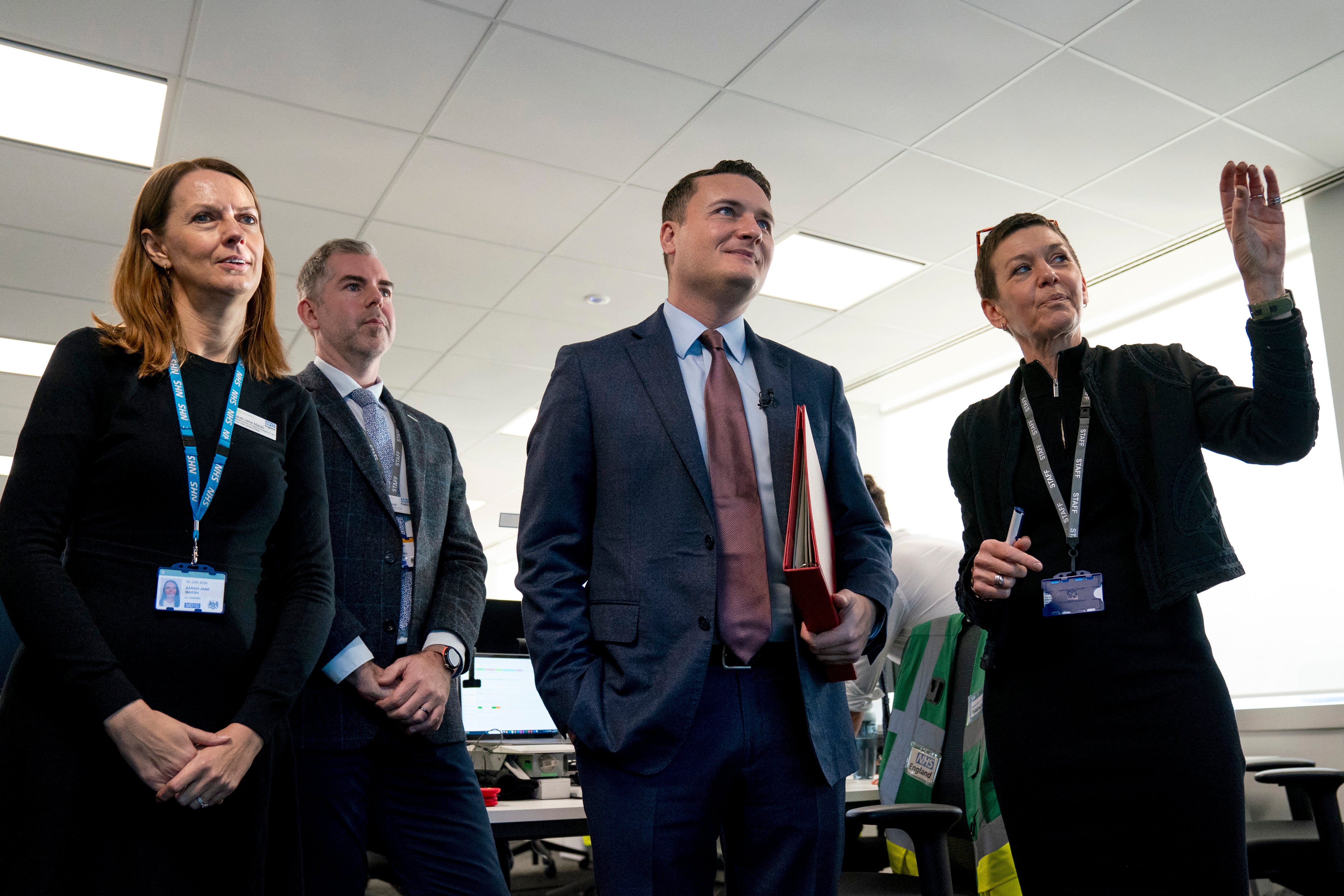 Health Secretary Wes Streeting at NHS England offices in central London, addressing NHS leaders across the country