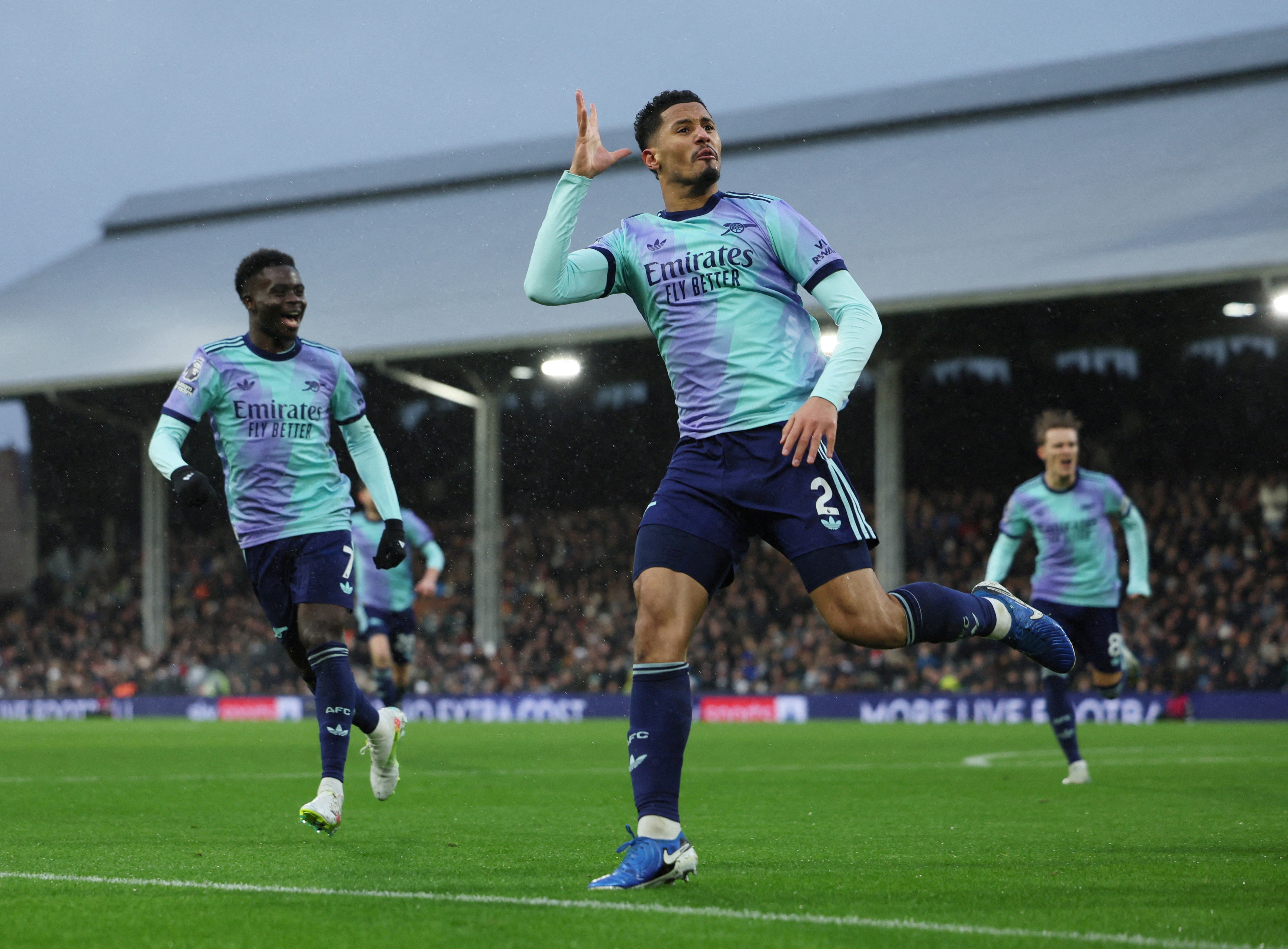 William Saliba has scored Arsenal’s last two goals with both coming from set pieces