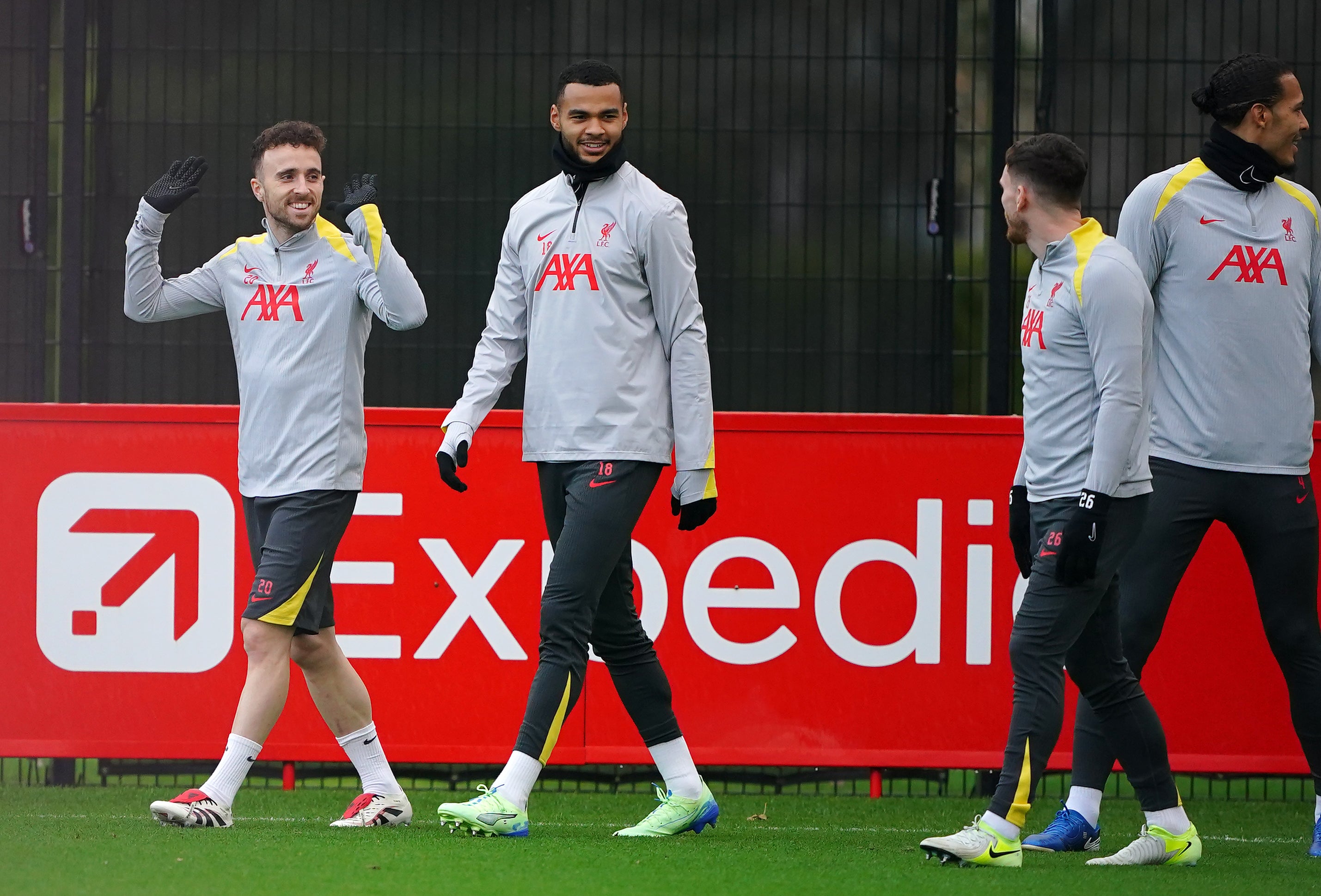 Diogo Jota (left) has returned to full training after a rib injury