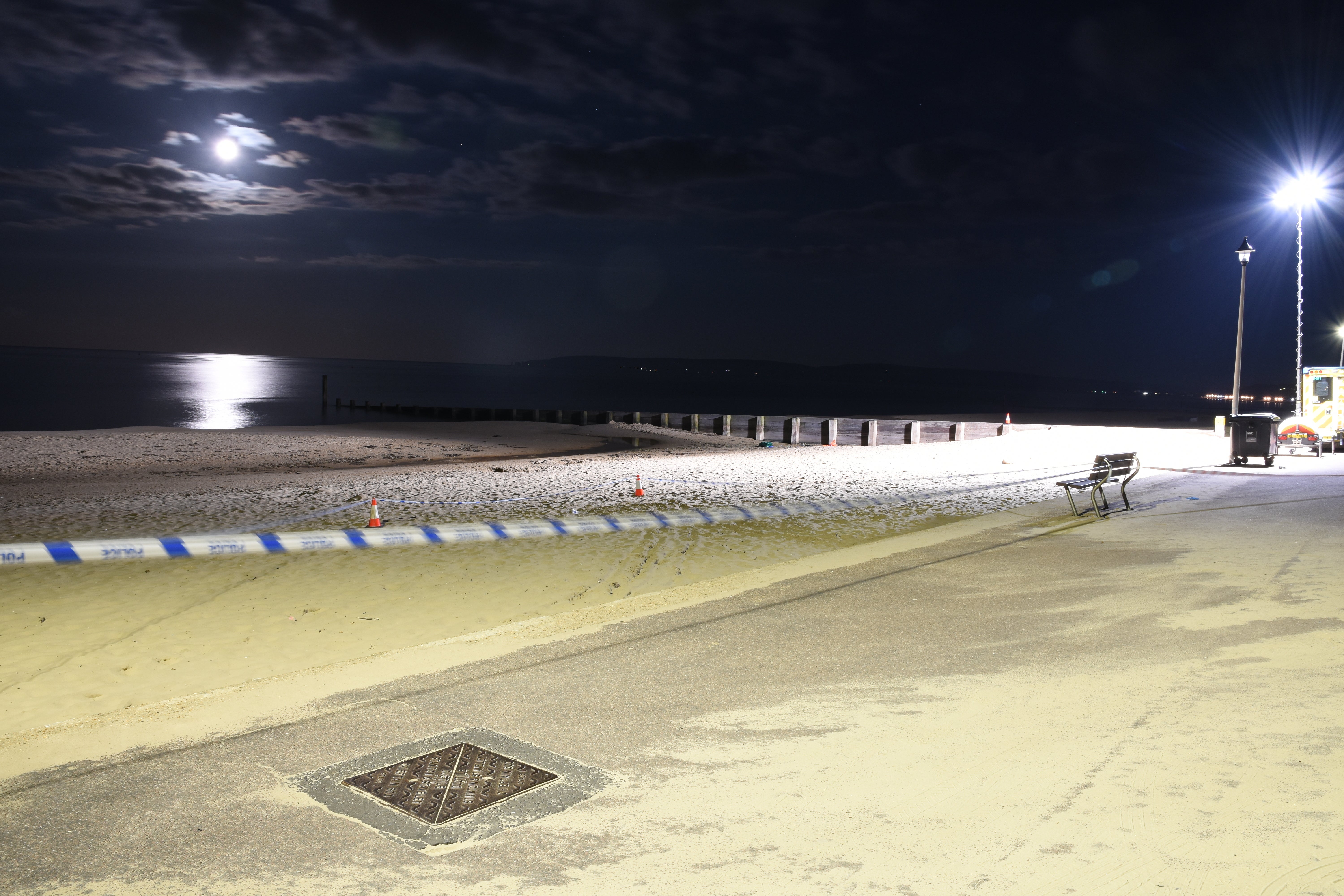 The scene at Bournemouth beach where Amie Gray was killed