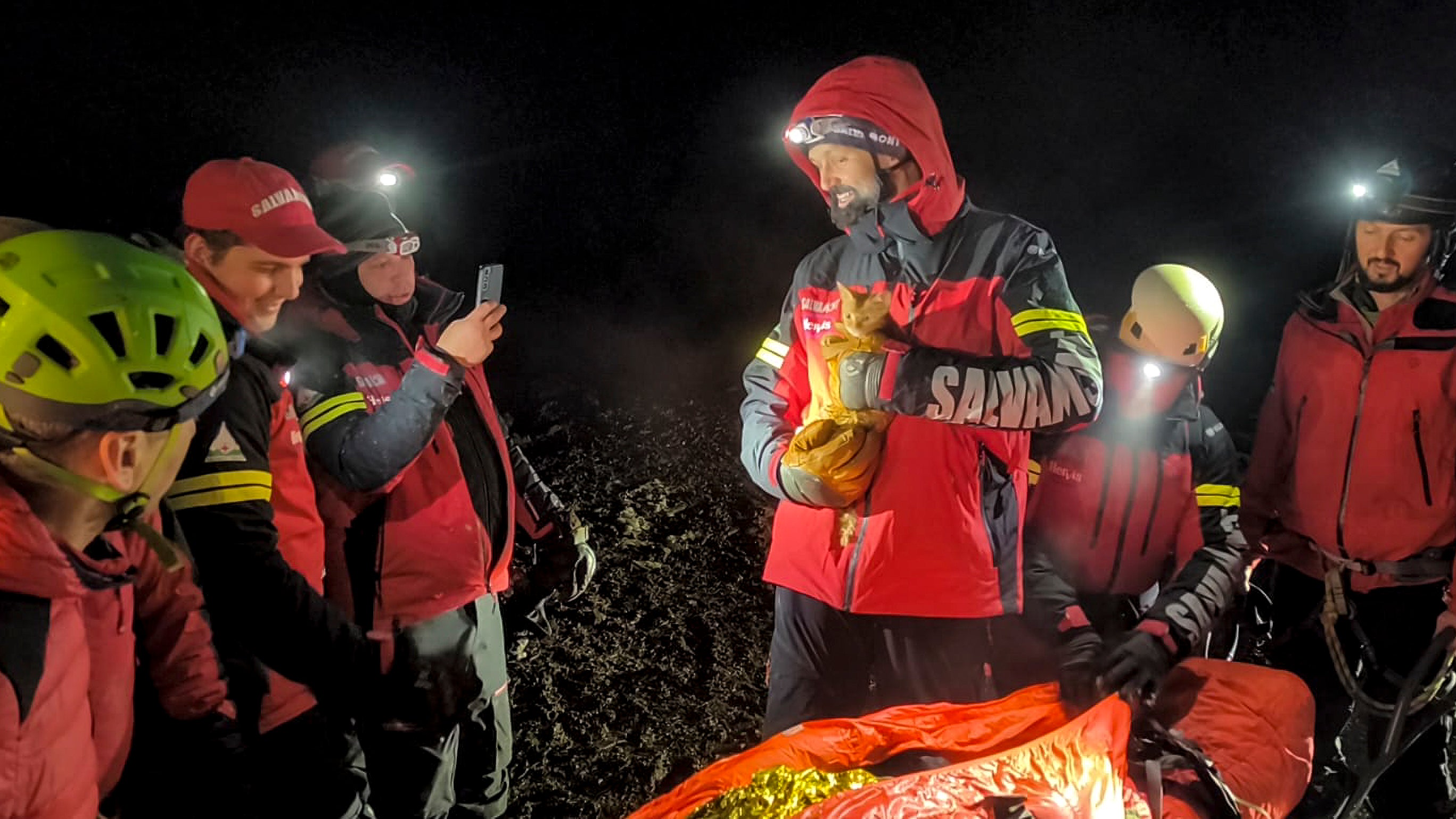 28 year-old Vladislav Duda from Ukraine, is secured on a stretcher in the Carpathian Mountain