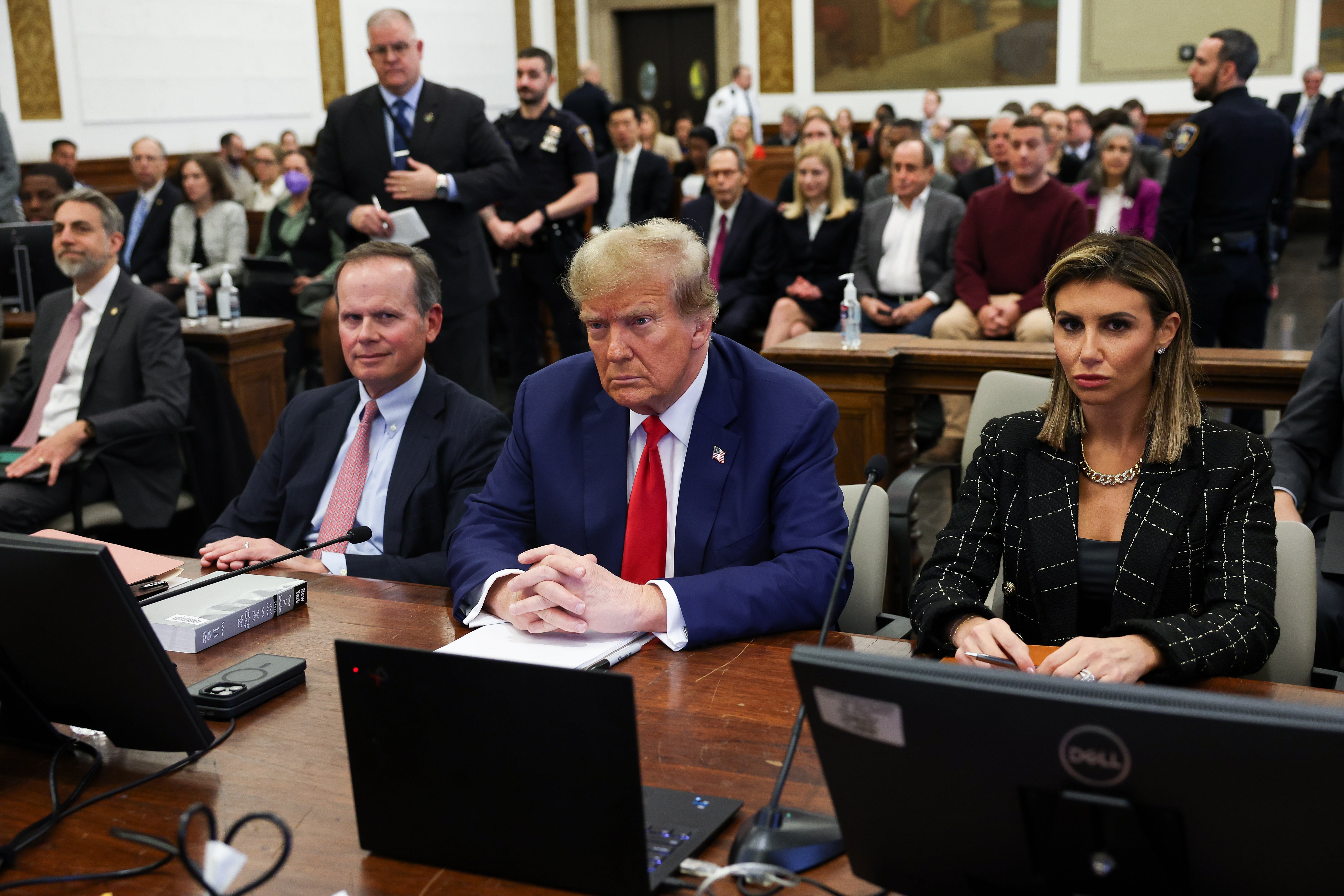 President-elect Donald Trump and Alina Habba (right) attend the closing arguments in the Trump Organization civil fraud trial at New York State Supreme Court in January 2024