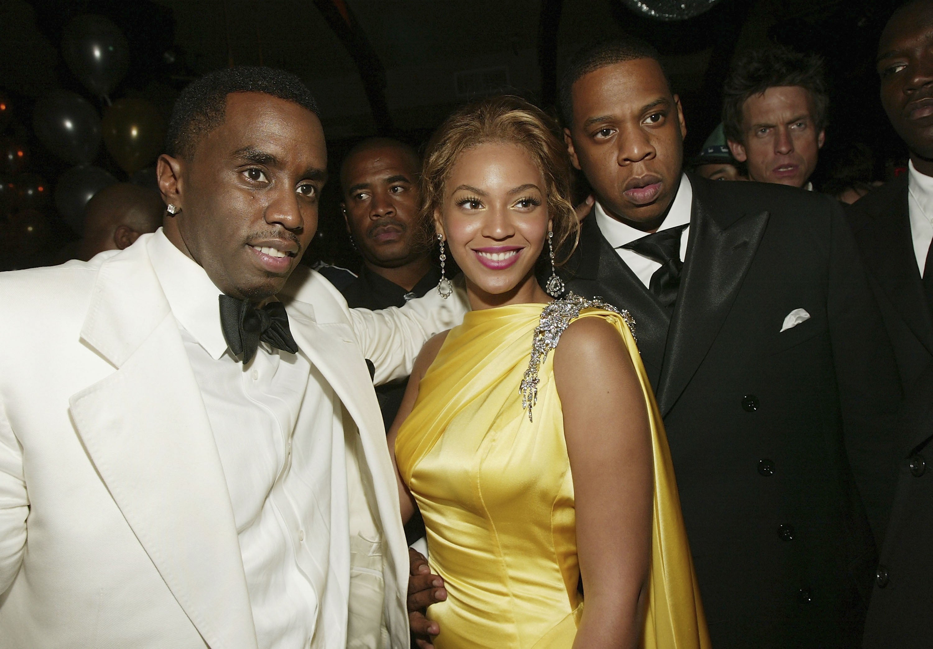 Sean ‘Diddy’ Combs, Beyoncé Knowles and Jay-Z attending an afterparty for Combs’s brand Sean John in New York in 2004